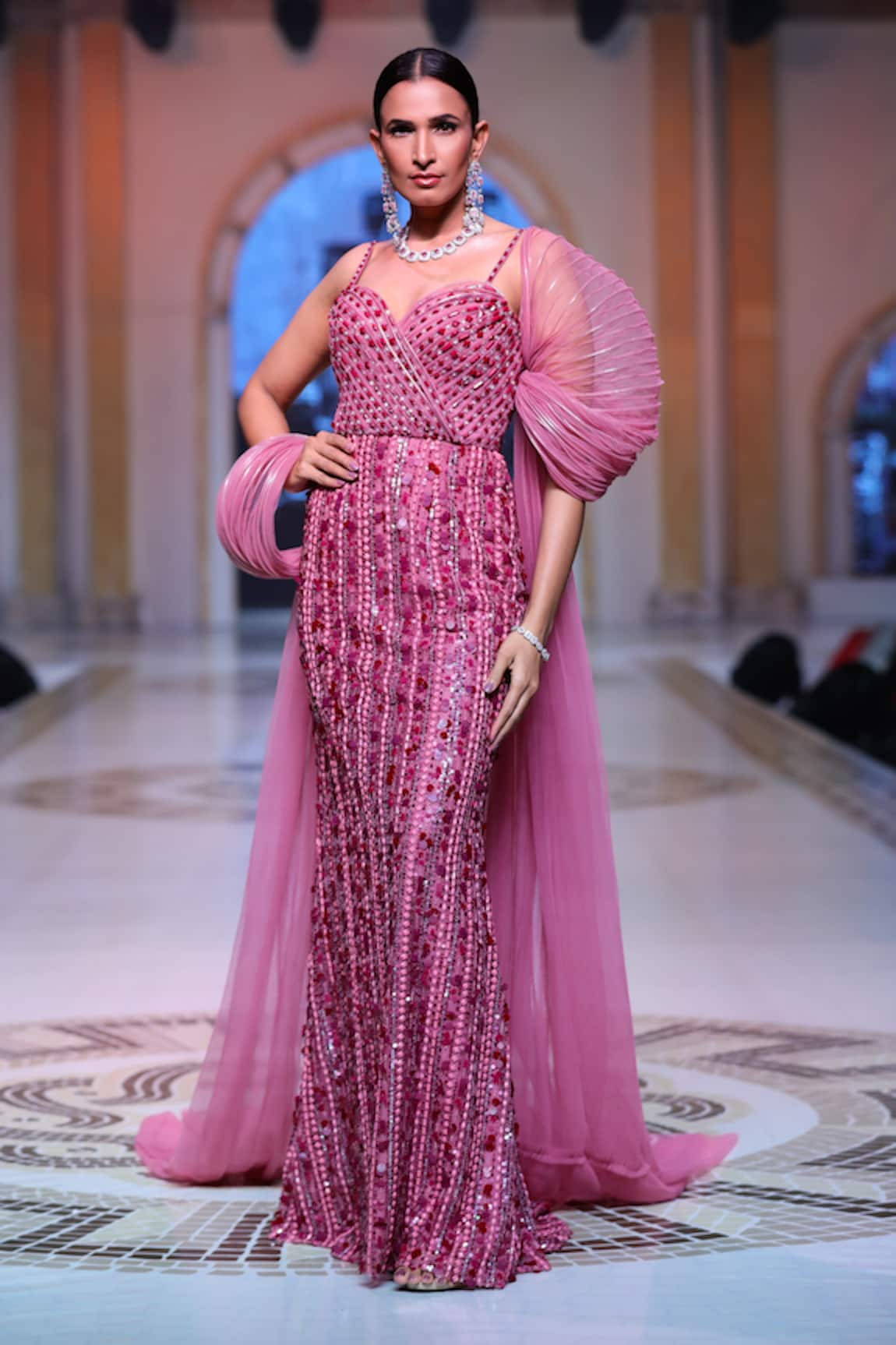 Neeta Lulla Aiza Crystal Embellished Gown With Cape