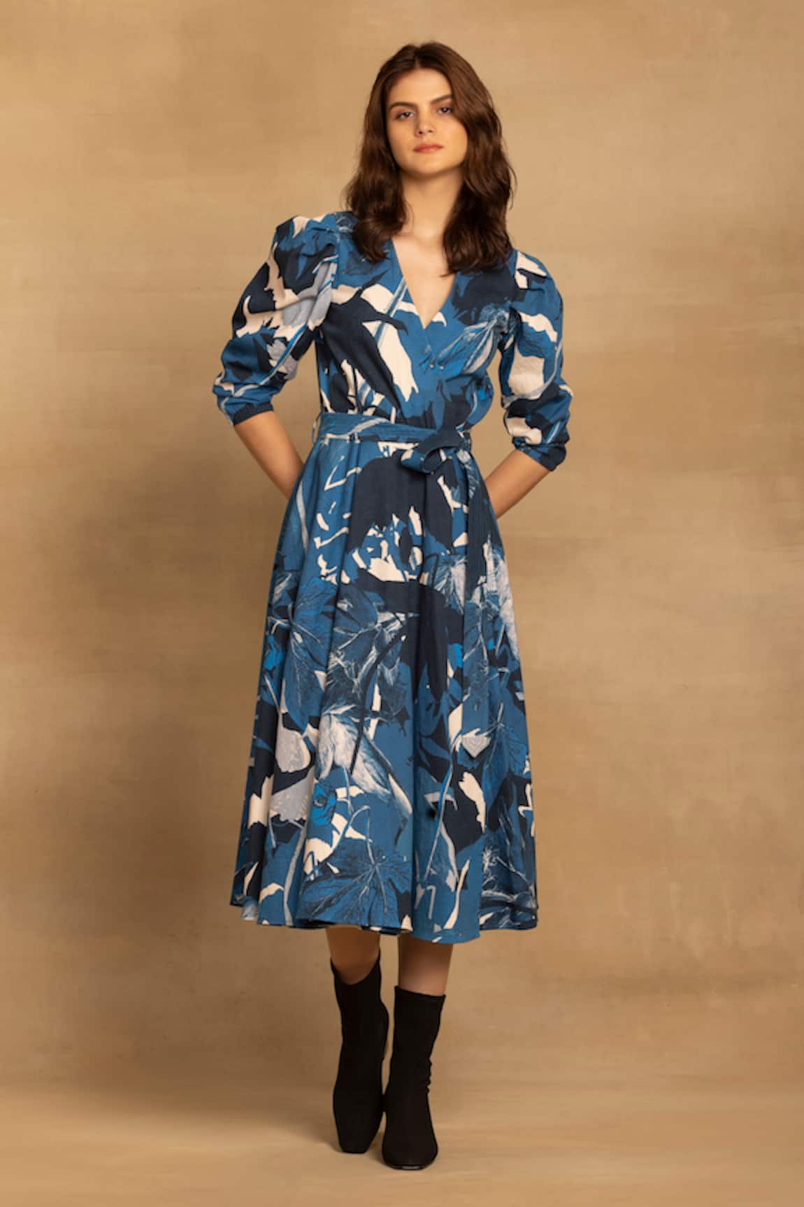 Reena Sharma Sara Floral Print Wrap Dress 