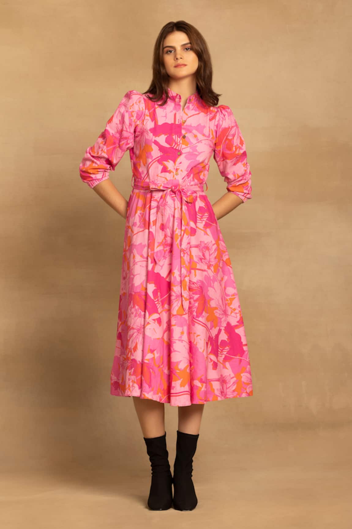 Reena Sharma Sara Floral Print Fit & Flare Dress 