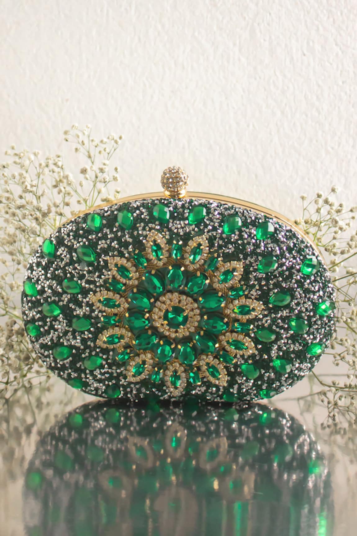 Alor Bags Floral Rhinestone Embellished Clutch