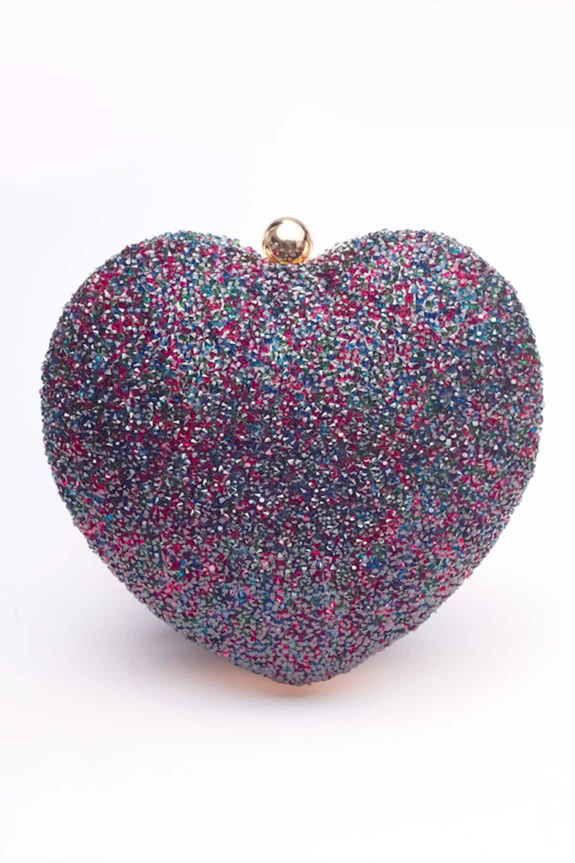 Alor Bags Heart Shaped Crystal Work Clutch