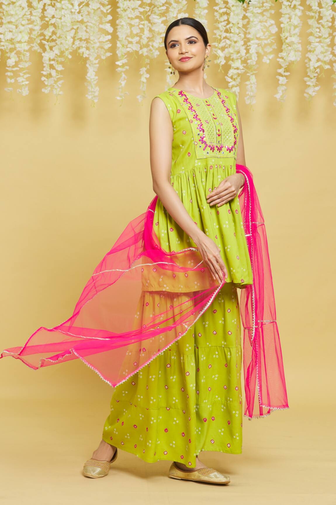 Samyukta Singhania Printed Short Kurta Gharara Set
