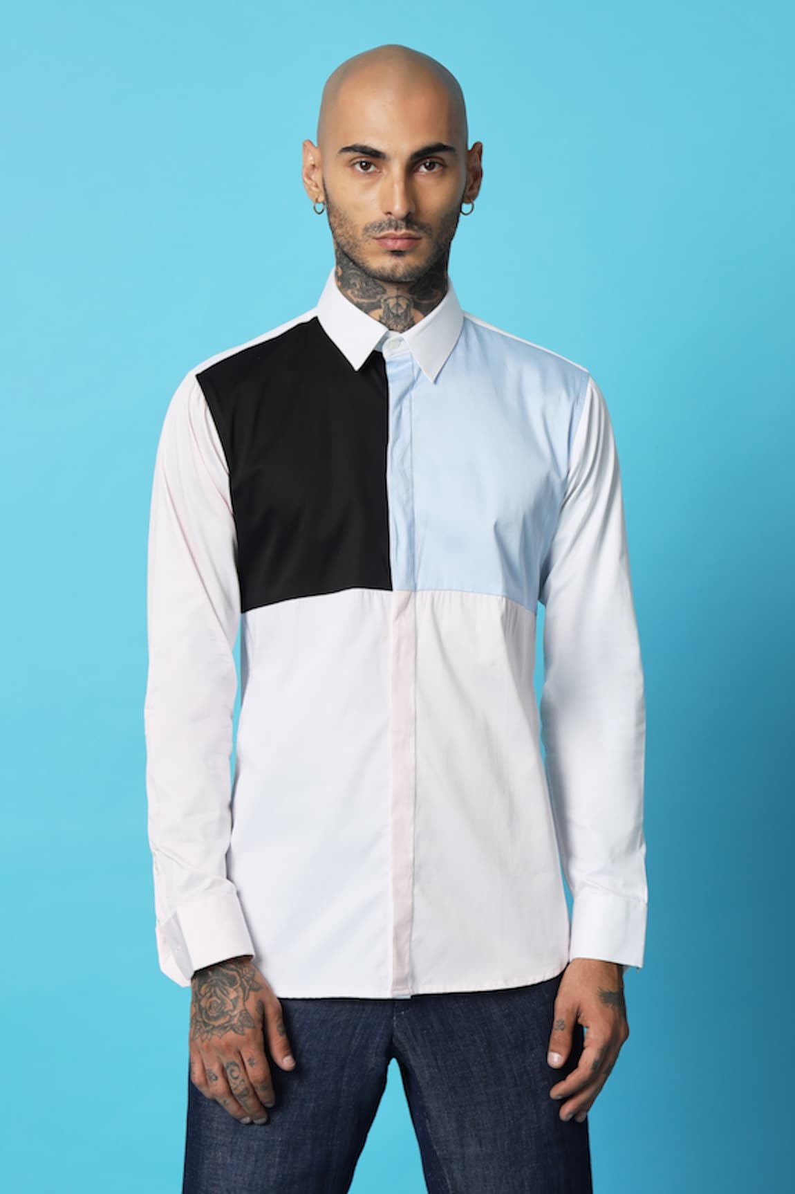 Sahil Aneja Fourway Check Color Block Shirt