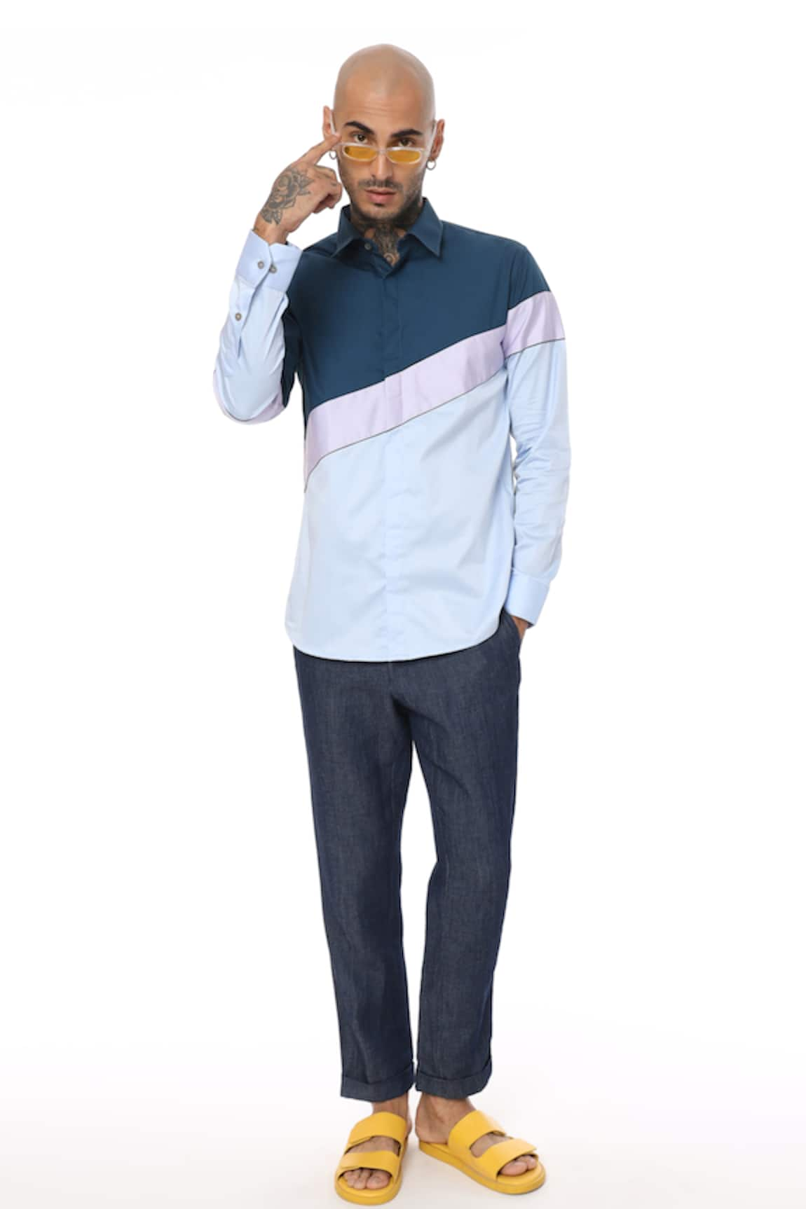 Sahil Aneja Slide Diagonal Color Block Shirt