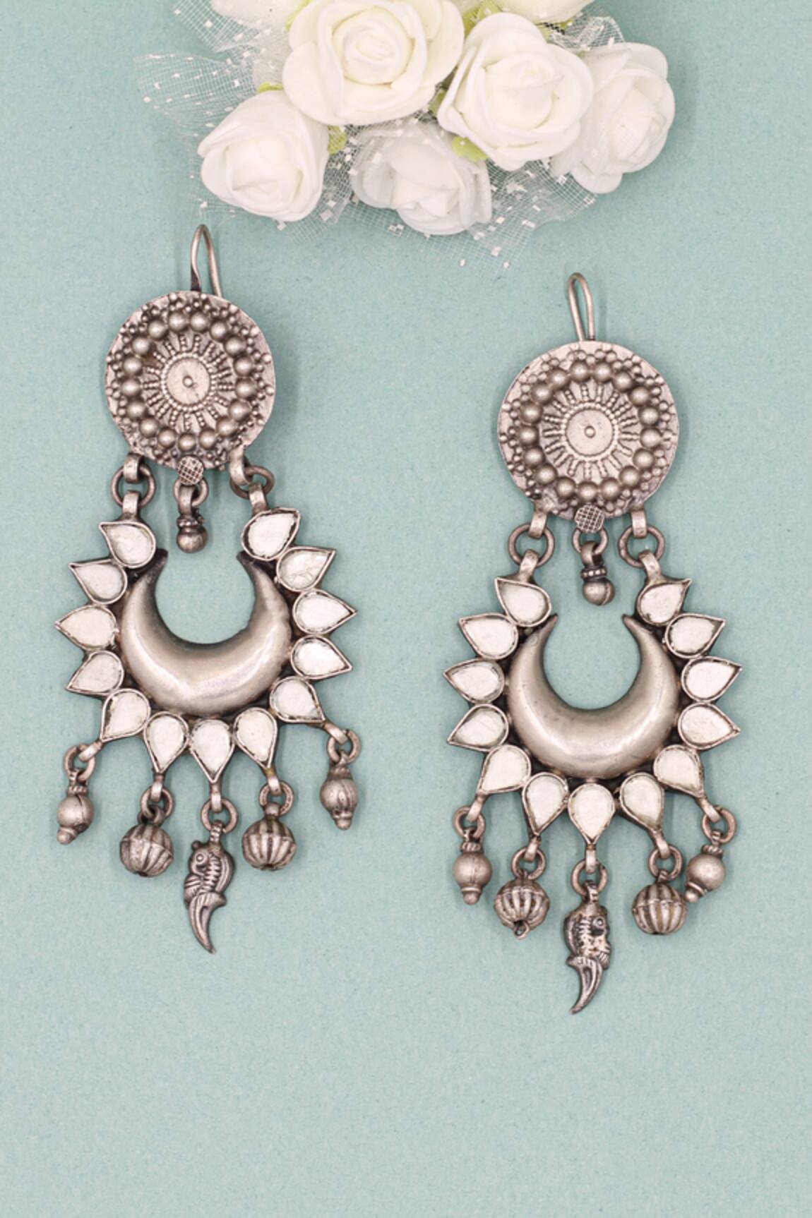 Sangeeta Boochra Tribal Carved Work Chandbalis 