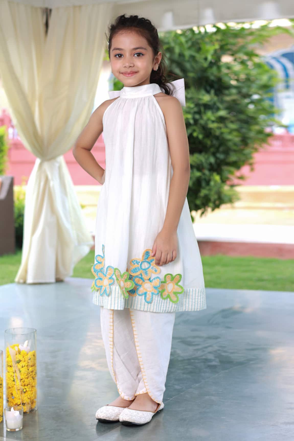 Little Luxury Placement Hand Embroidered Kurta With Dhoti Pant