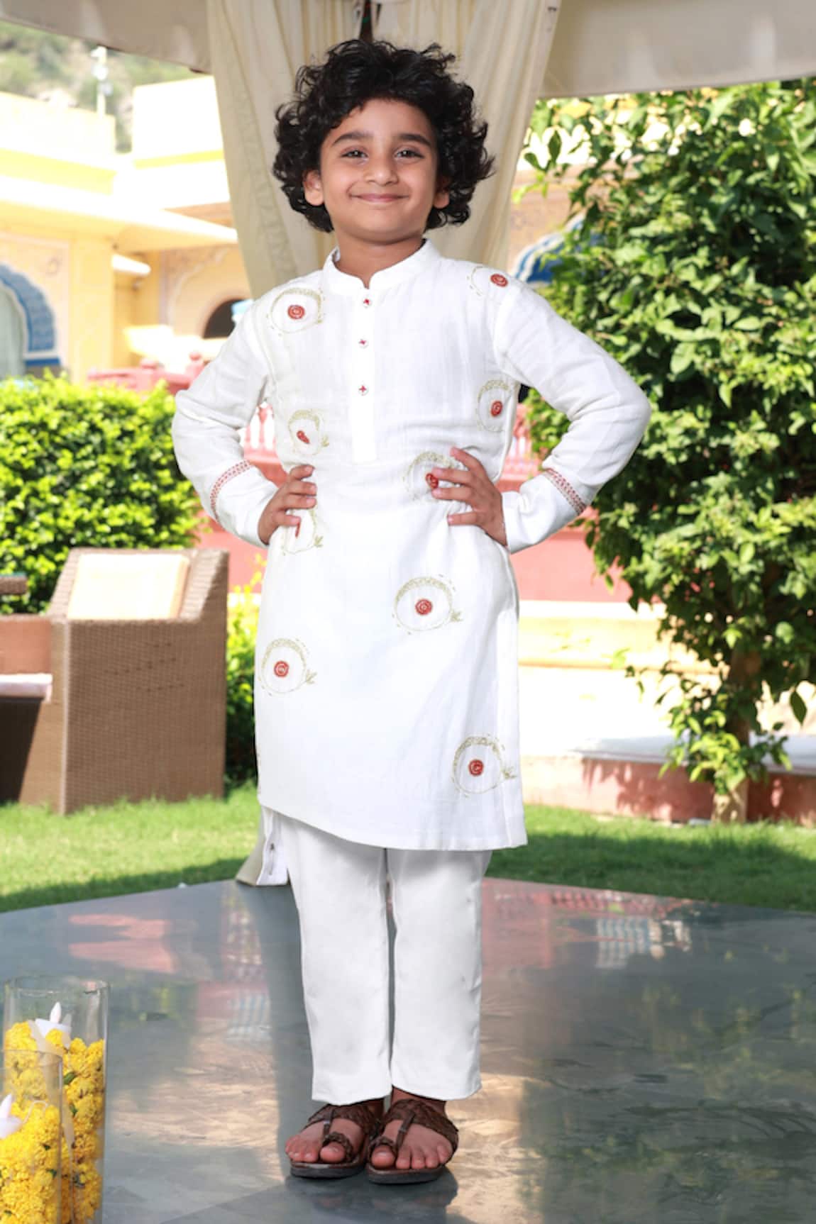 Little Luxury Chirpy Chakri Embroidered Kurta With Pyjama