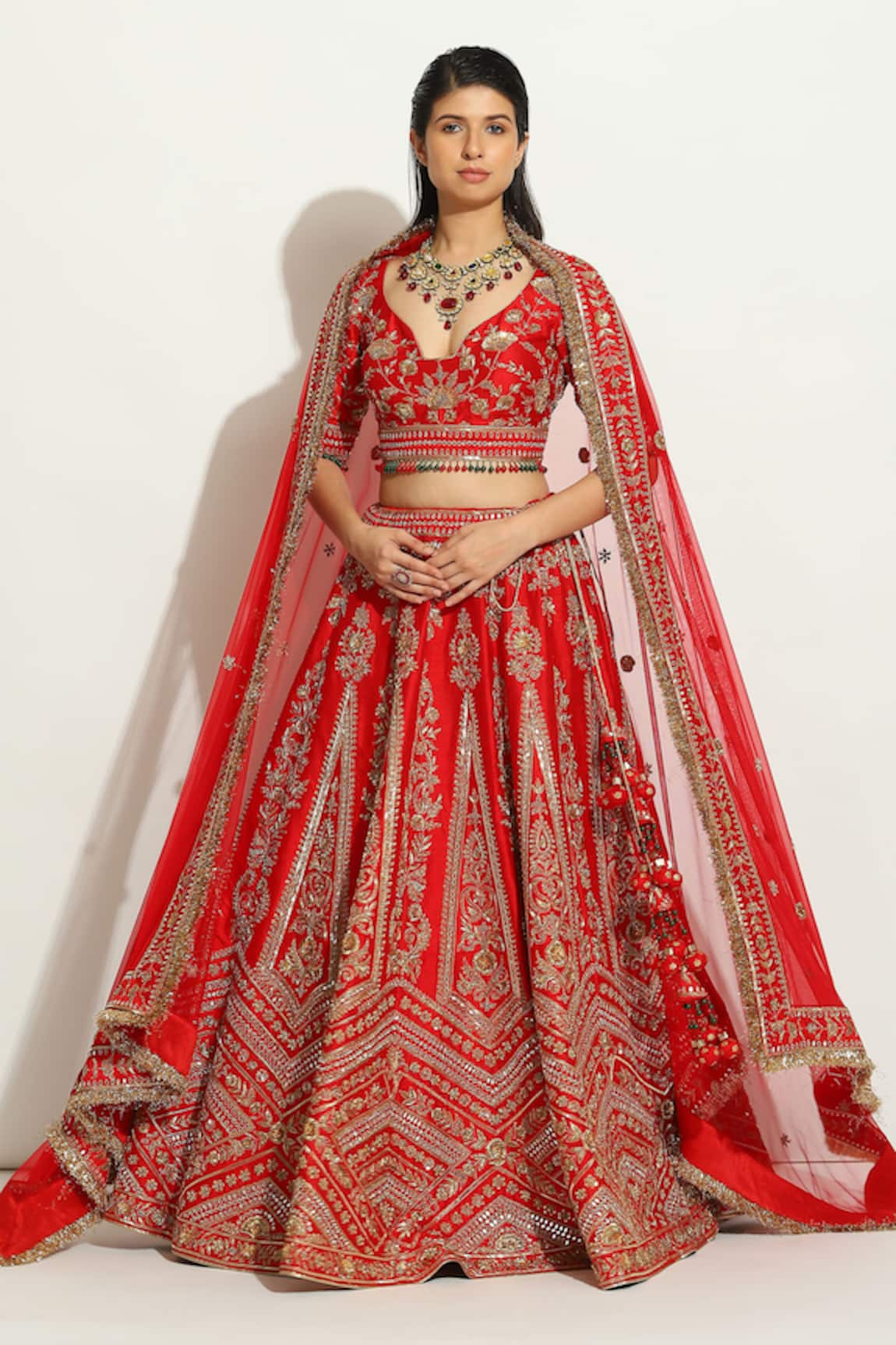 Vandana Sethi Zardosi Embroidered Blouse Lehenga Set