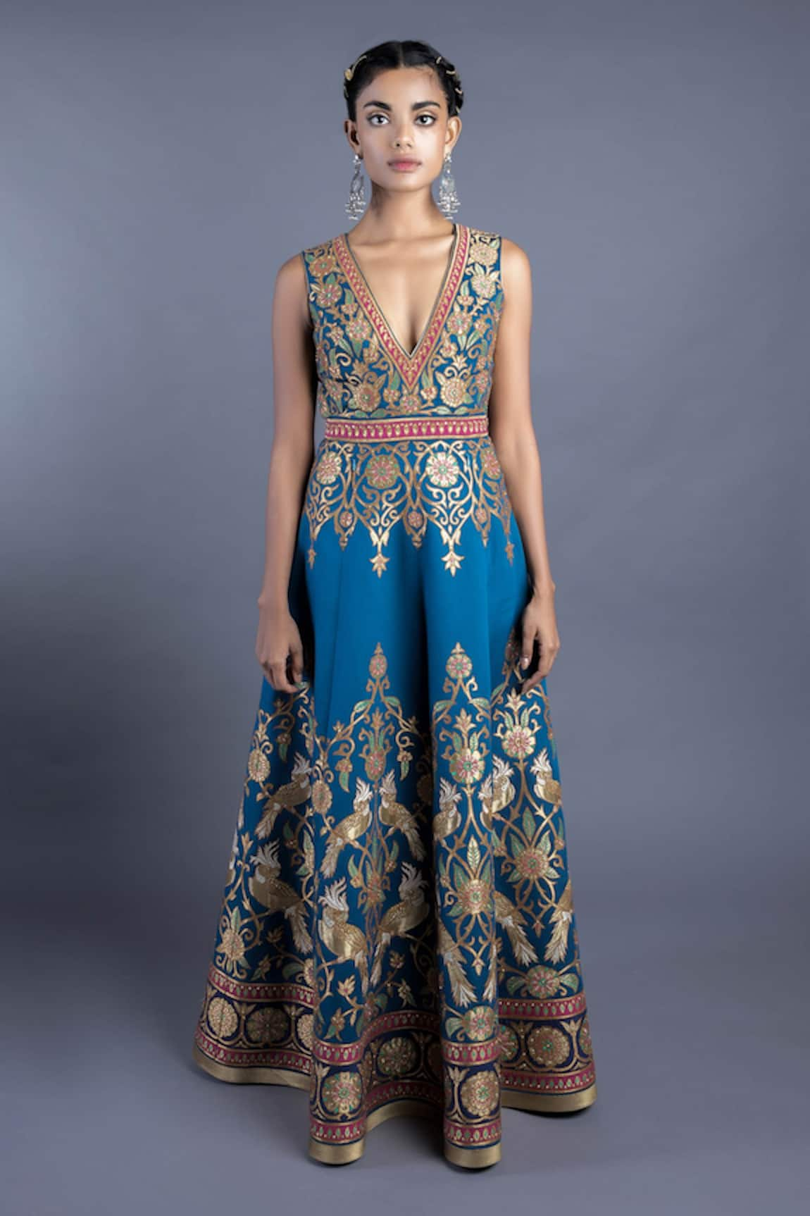 Abhishek Gupta Embroidered Flared Gown