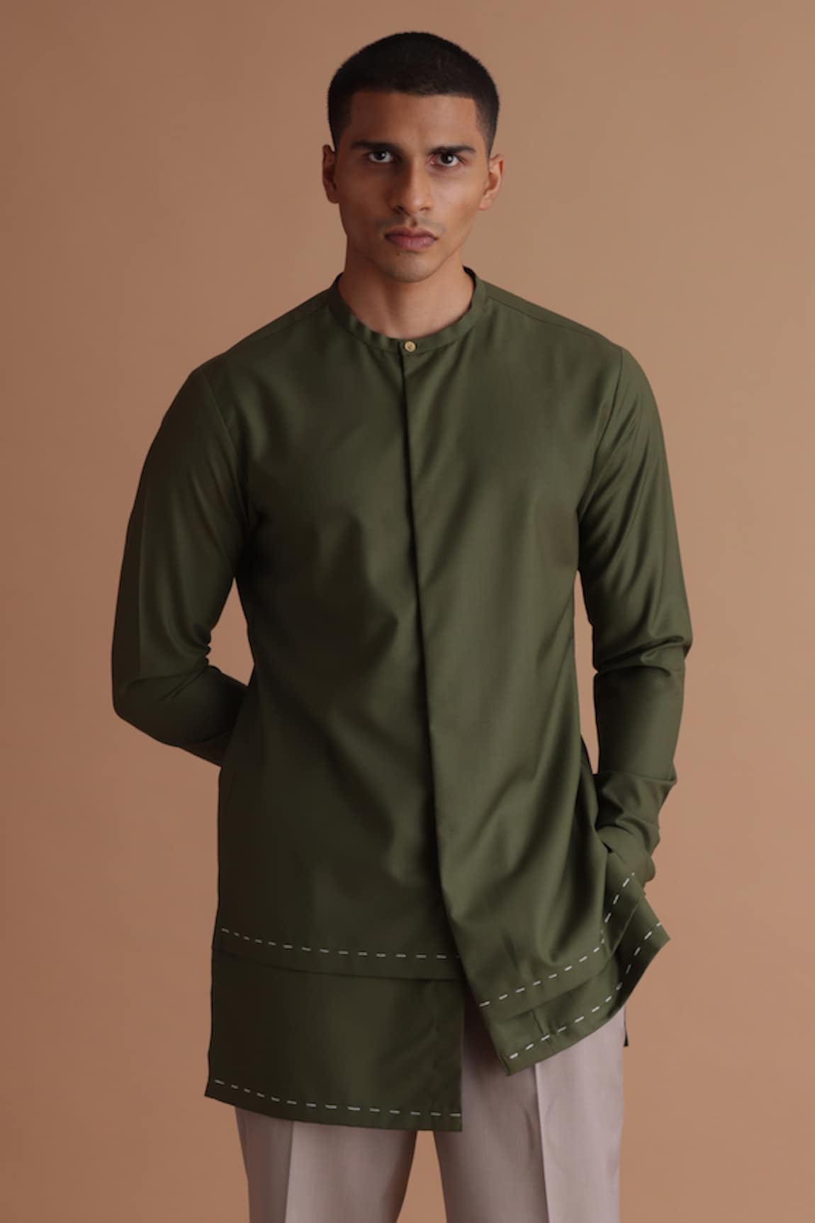 Tisa - Men Stitch Embroidered Layered Kurta