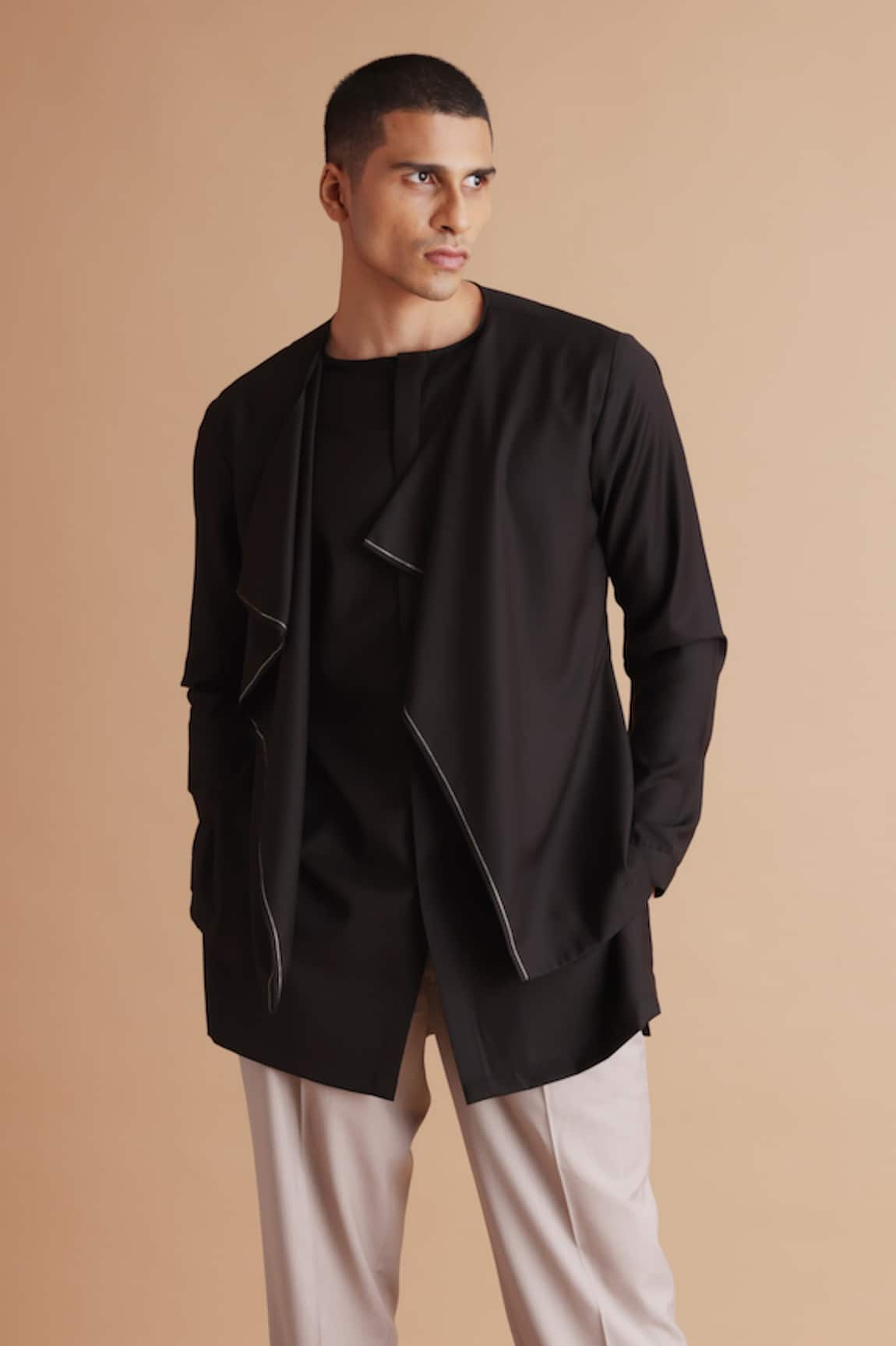 Tisa - Men Ruffle Overlap Panel Kurta