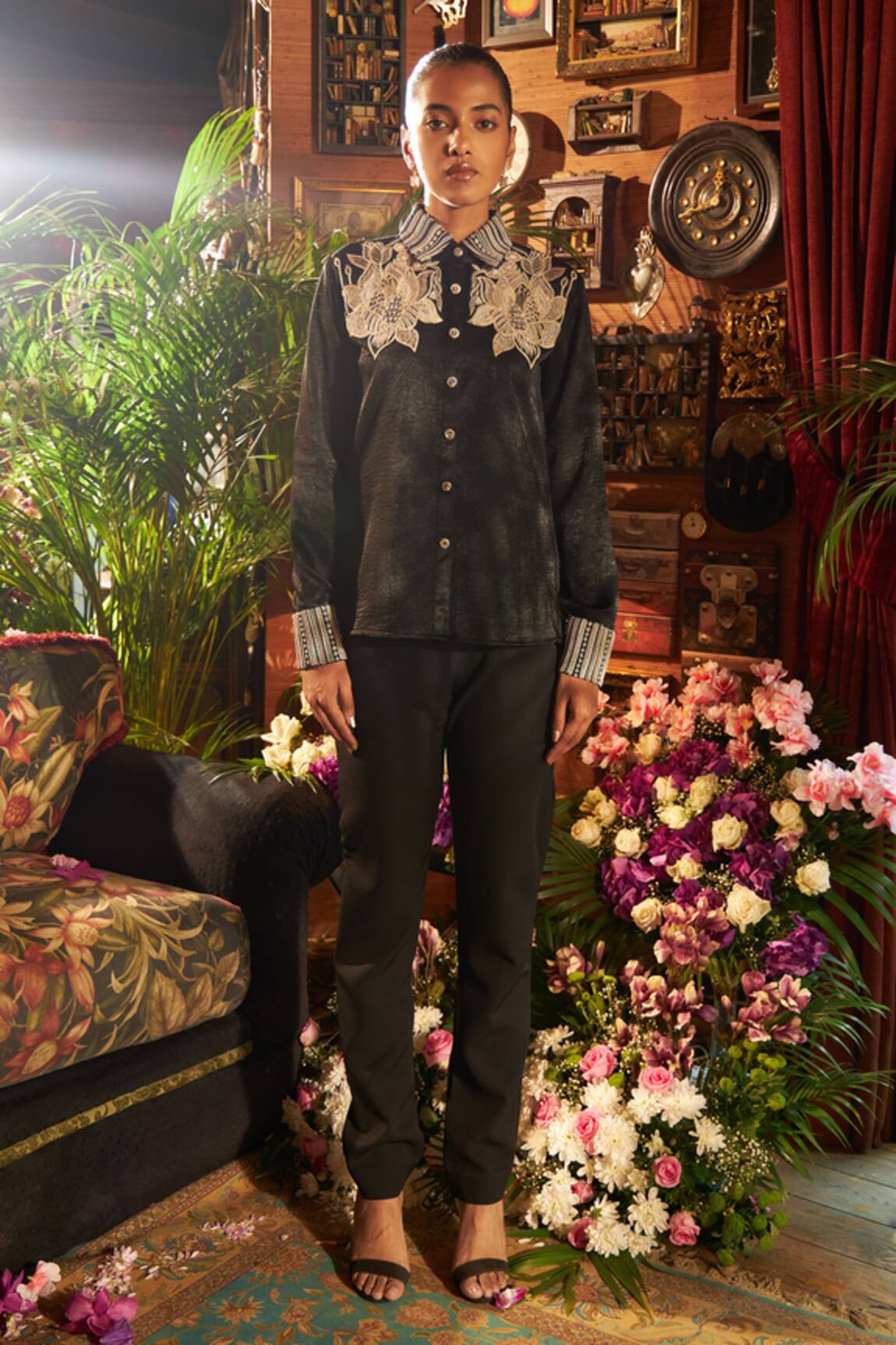 Shreeka Floral Embroidered Shirt & Pant Set