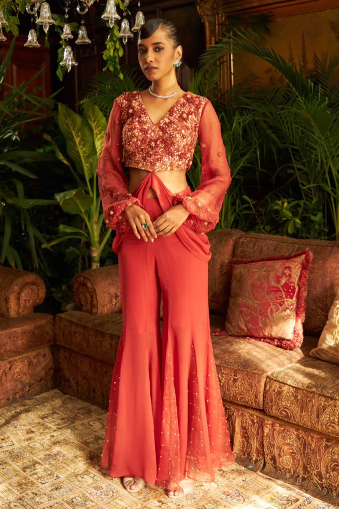 Shreeka Applique Embroidered Top & Sharara Set