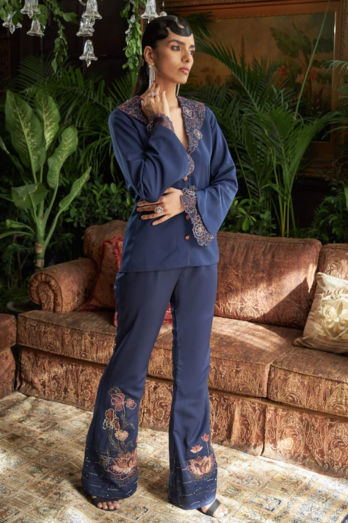 Shreeka Embroidered Collar Blazer & Pant Set