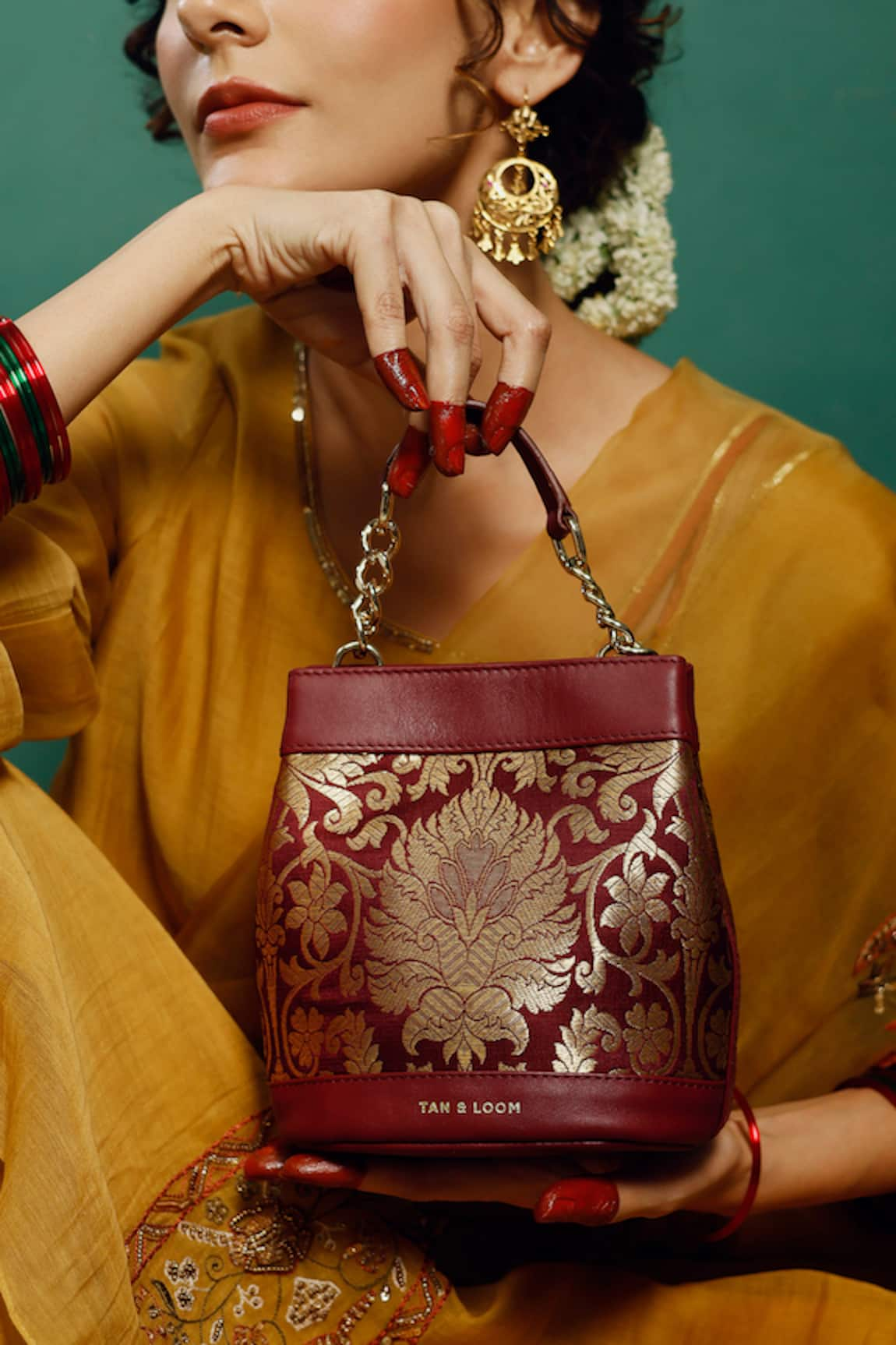 Tan & Loom Rani Floral Pattern Potli Bag