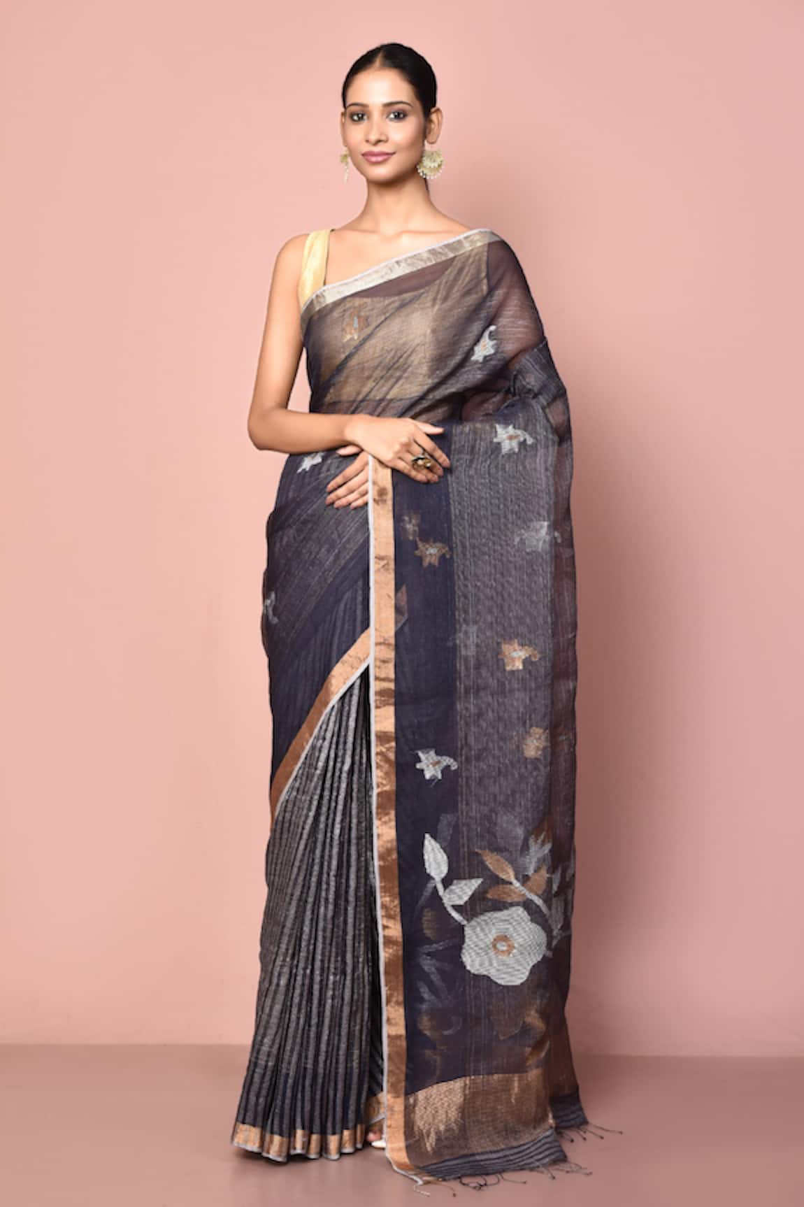 Nazaakat by Samara Singh Abstract Woven Saree With Running Blouse Piece