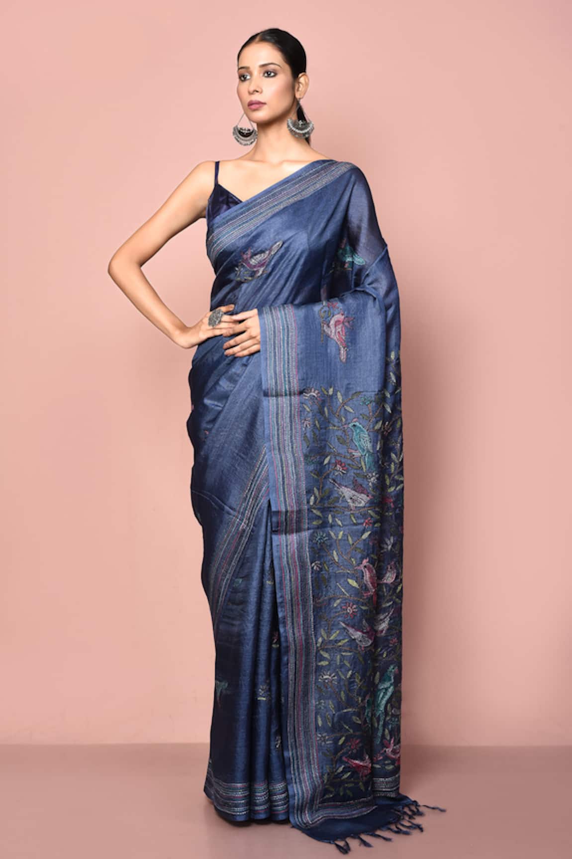 Nazaakat by Samara Singh Resham Embroidered Saree With Running Blouse Piece