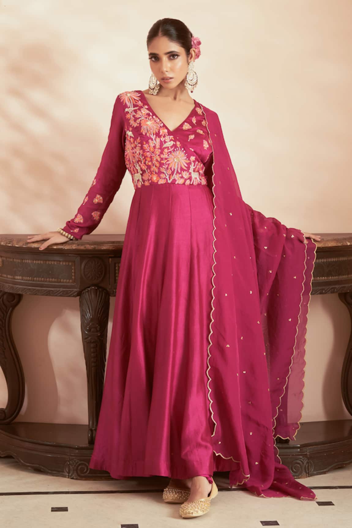 Megha Pitti Floral Embroidered Anarkali Set