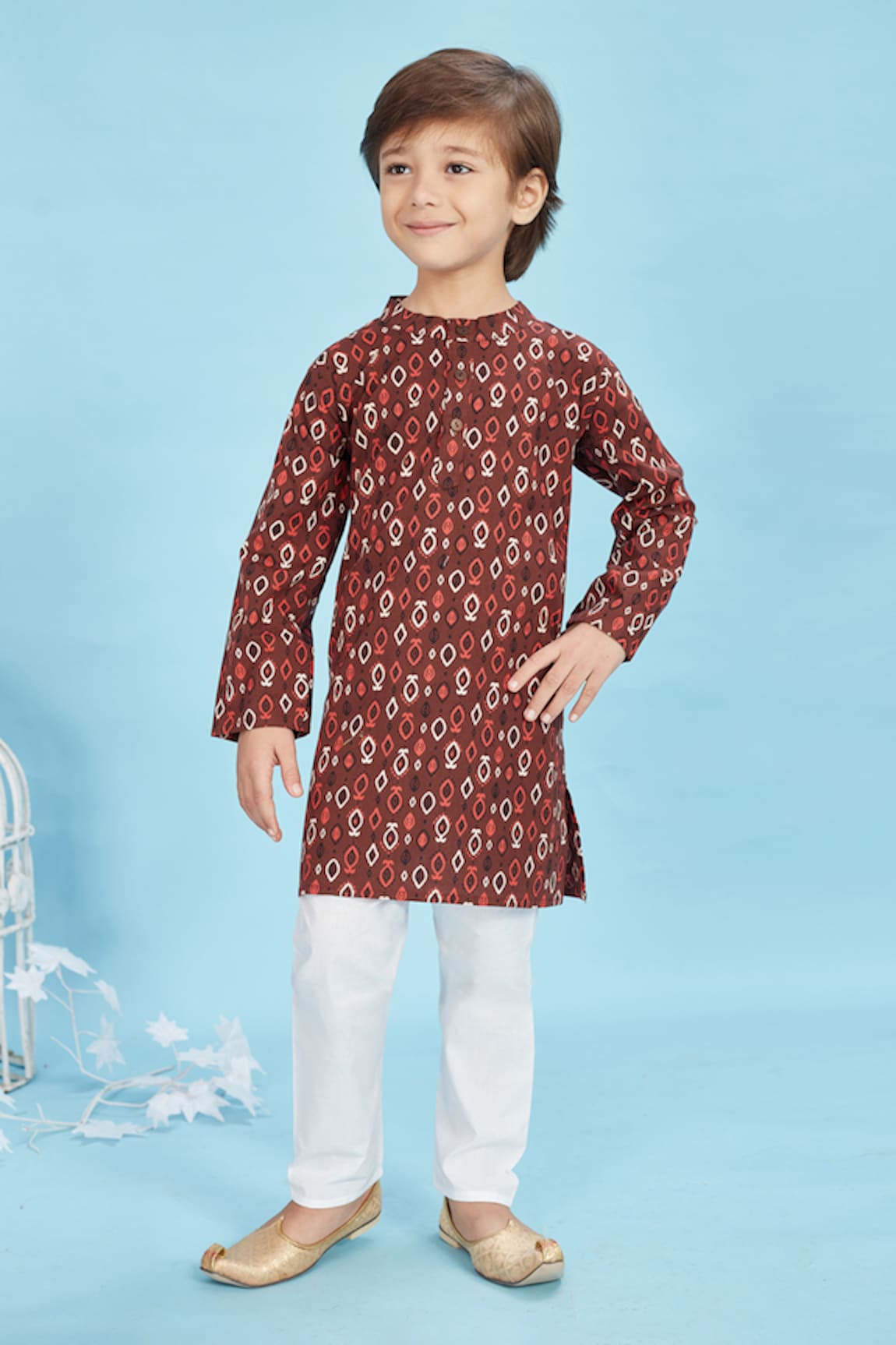 Maaikid Flora Motif Print Kurta With Pyjama