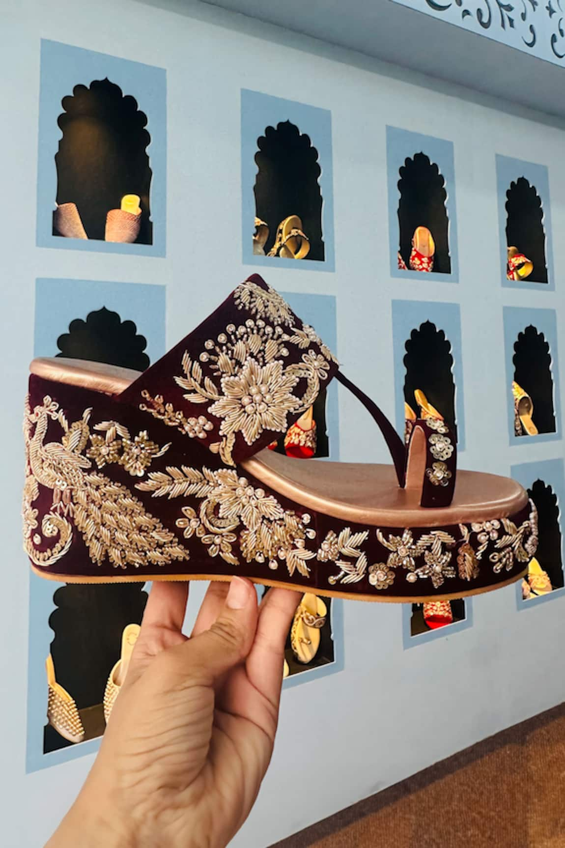 Rajasthani Stuff Roshana Floral Embroidered Wedges