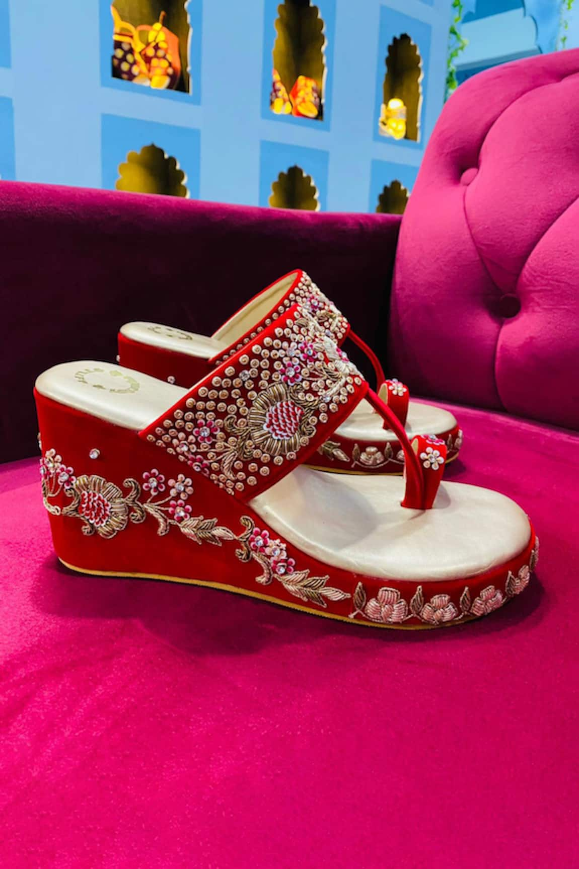 Rajasthani Stuff Wageesha Floral Embroidered Wedges