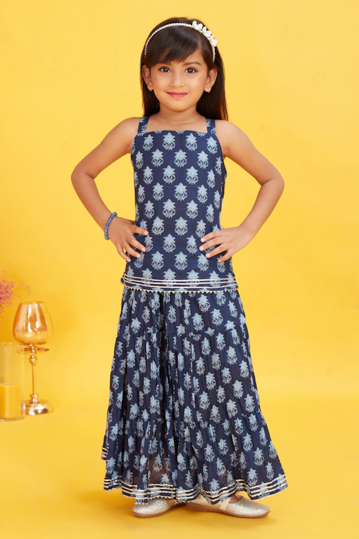 Maaikid Cotton Floral Bud Print Kurta With Sharara