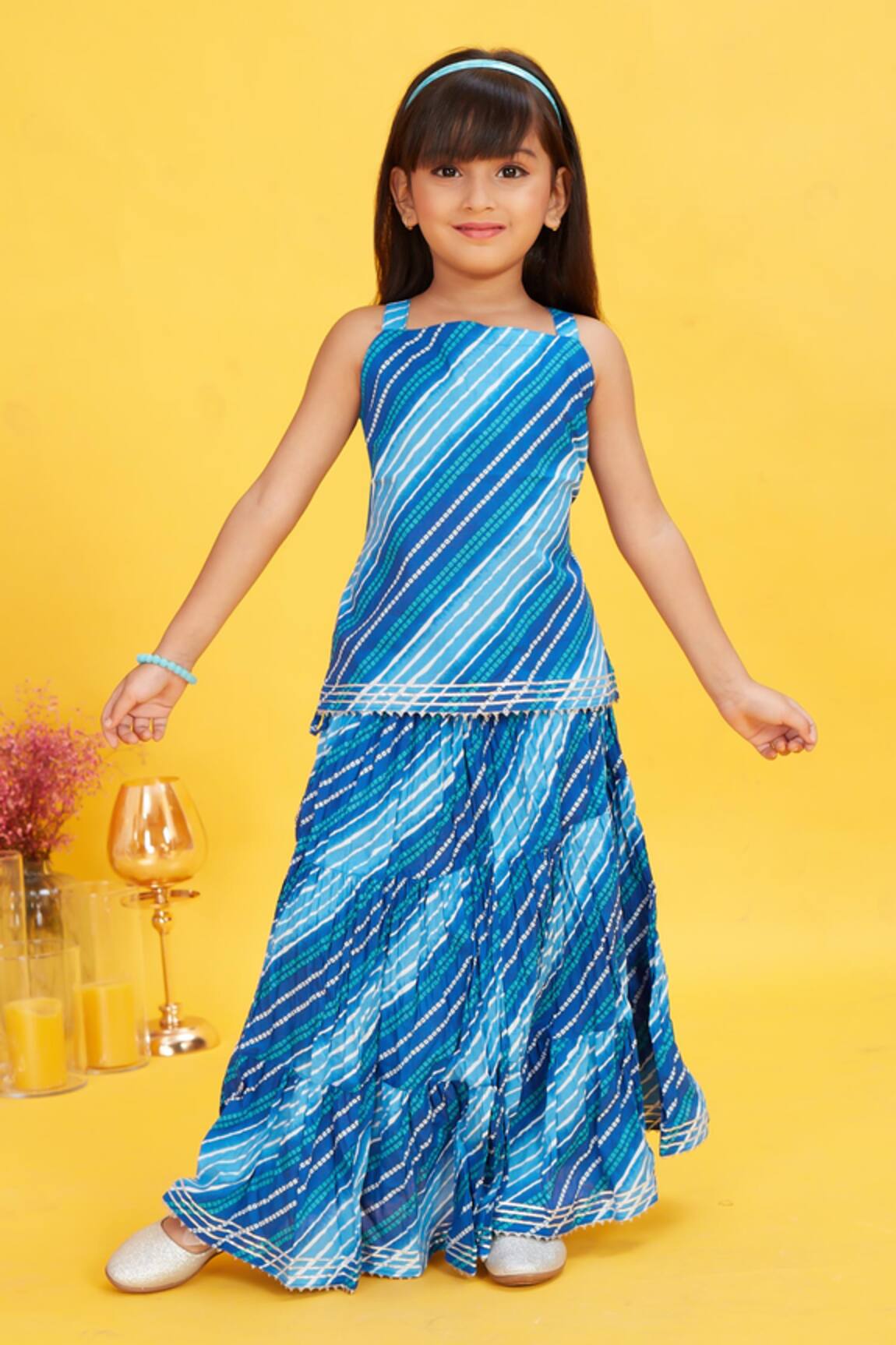 Maaikid Bandhani Print Kurta With Skirt 
