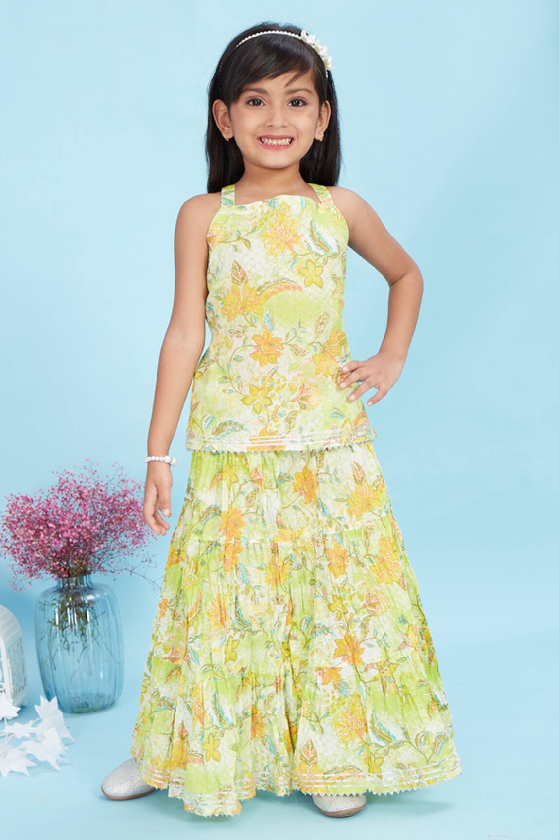 Maaikid Floral Bloom Print Tunic With Skirt 