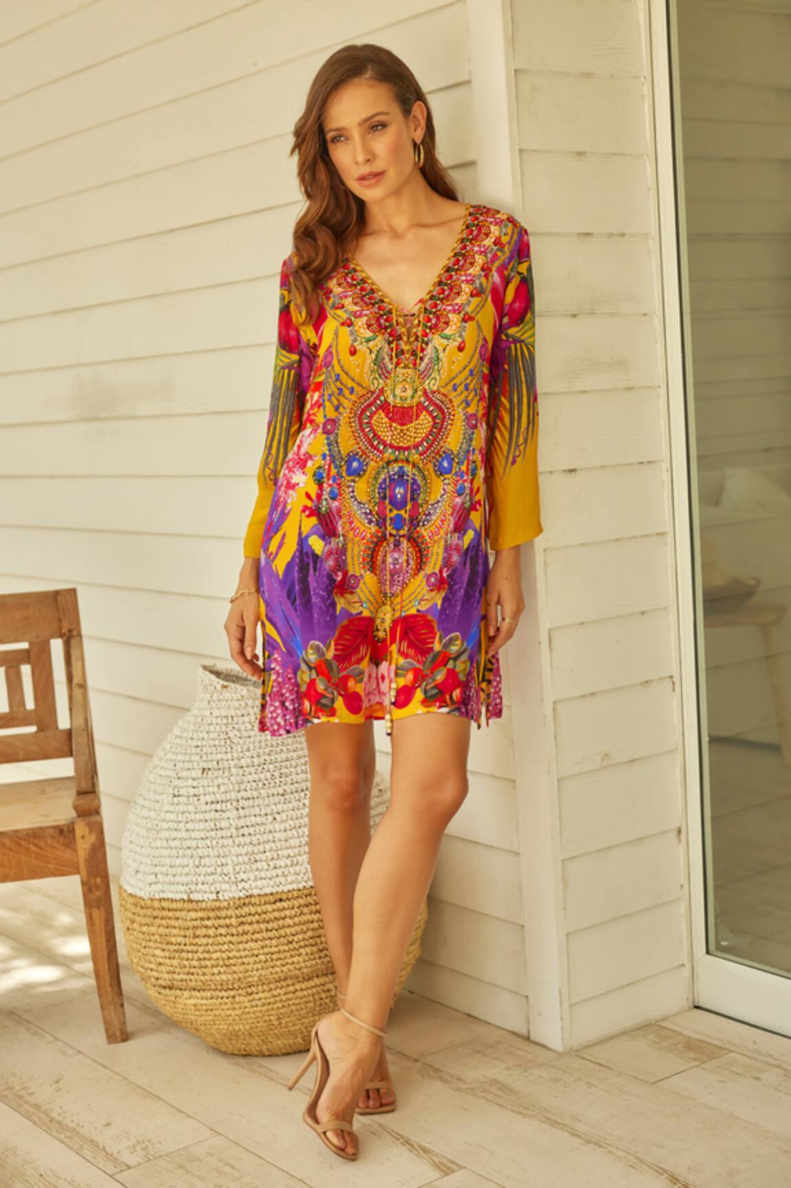 Zariaah Tropical Floral Print Tunic