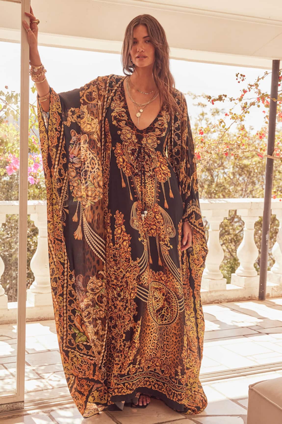 Zariaah Cleopatra Leopard Print Dress With Cape