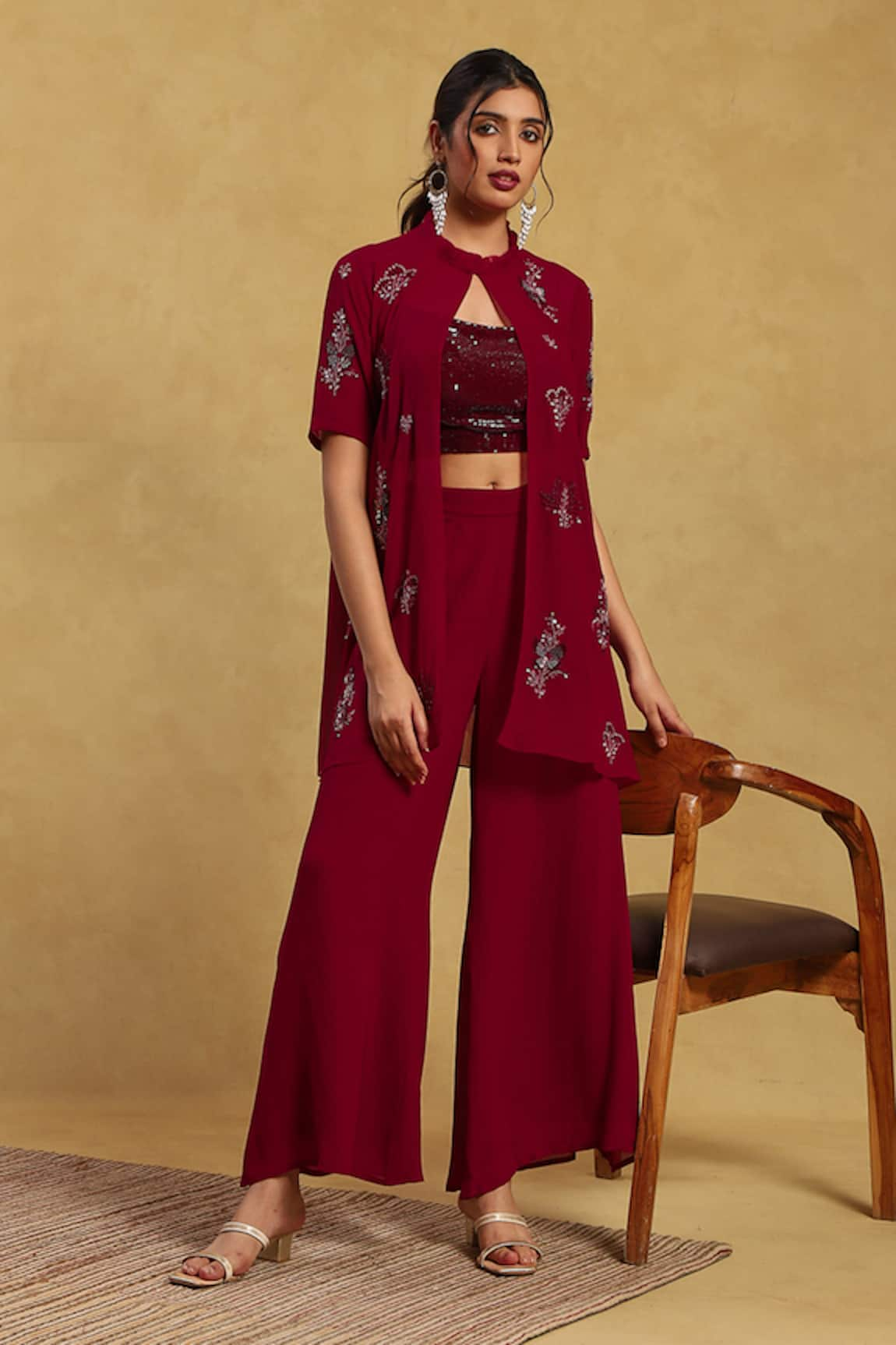 Akriti by Ritika Junera Embroidered Cape Pant Set