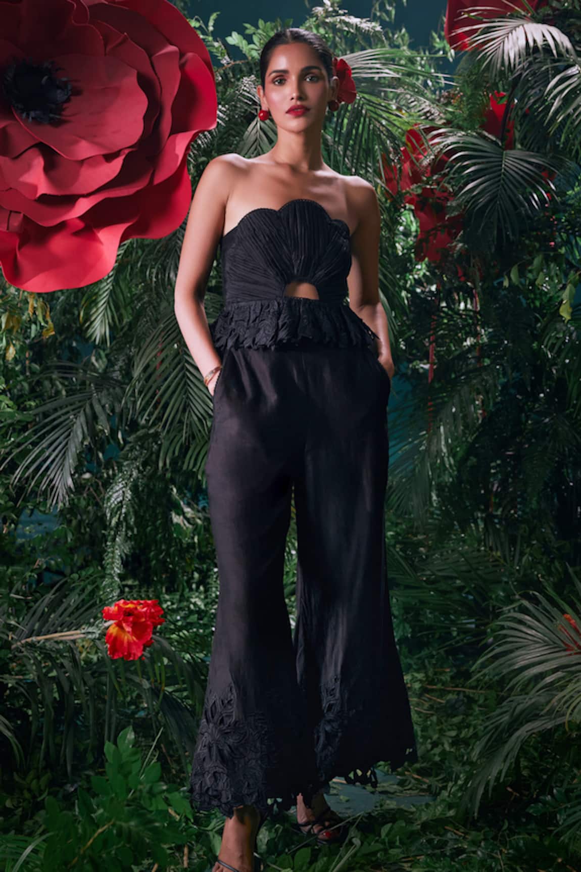 Chandrima Floral Ruched Bustier 