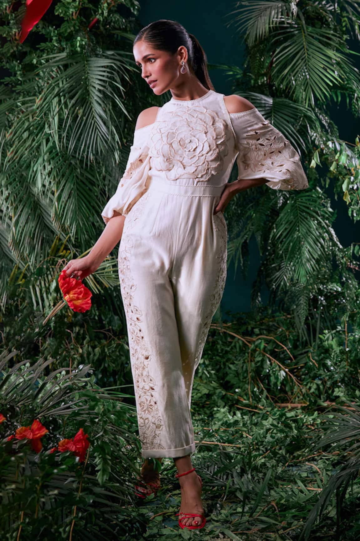 Chandrima 3D Bloom Petal Embellished Jumpsuit 