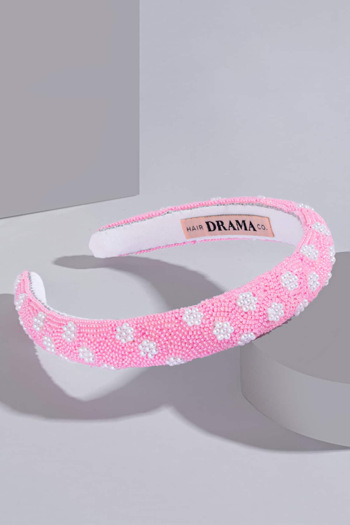 Hair Drama Co. Floral Pearl Embellished Puff Hair Band