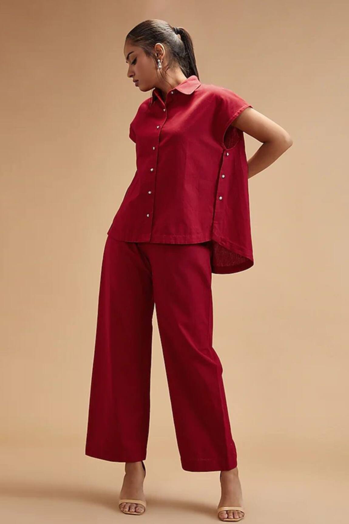 Theroverjournal Handloom Cotton Shirt With Culottes