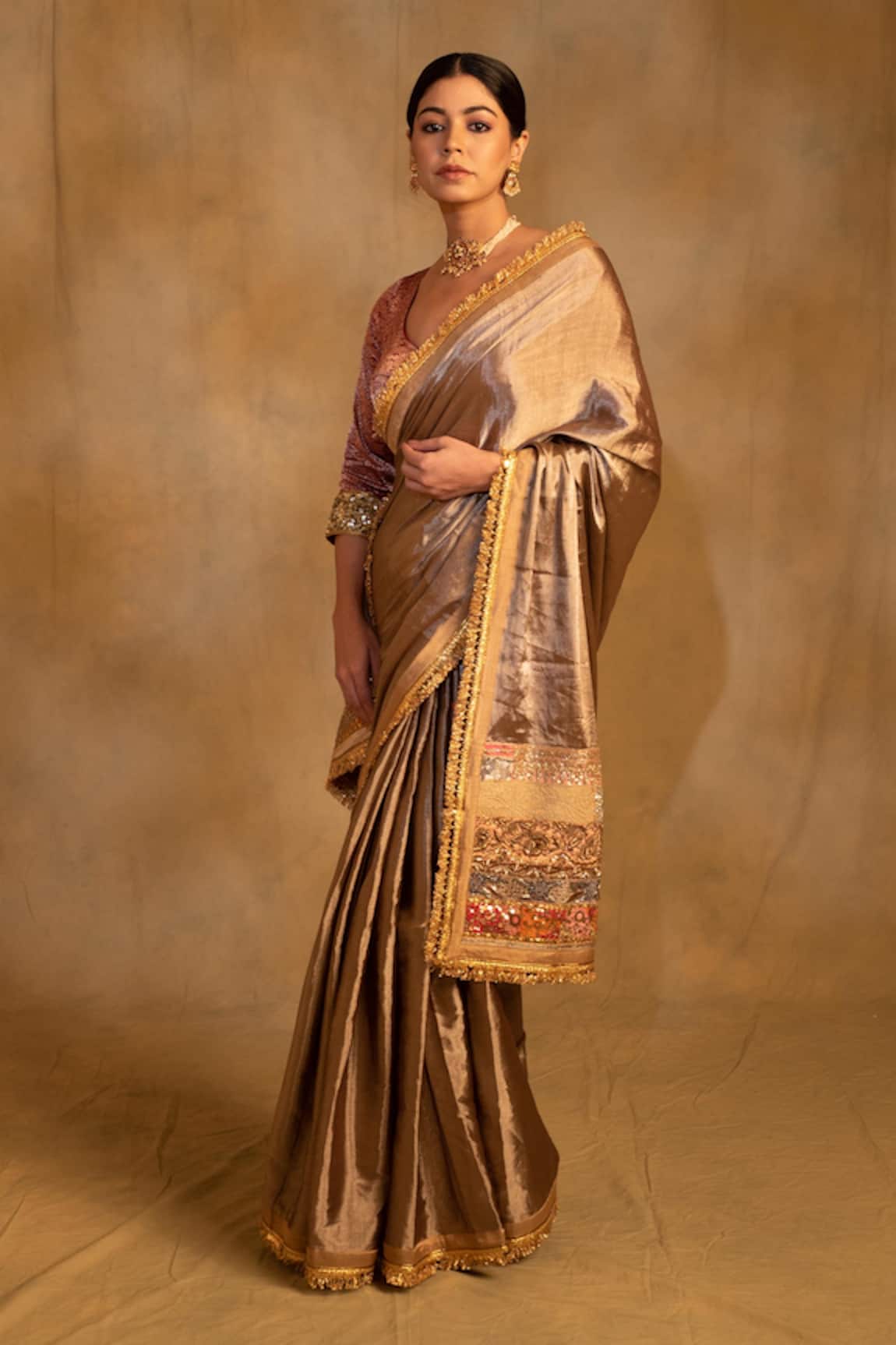 Priyanka Raajiv Saptami Zardozi Flora Palla Saree With Unstitched Blouse Piece