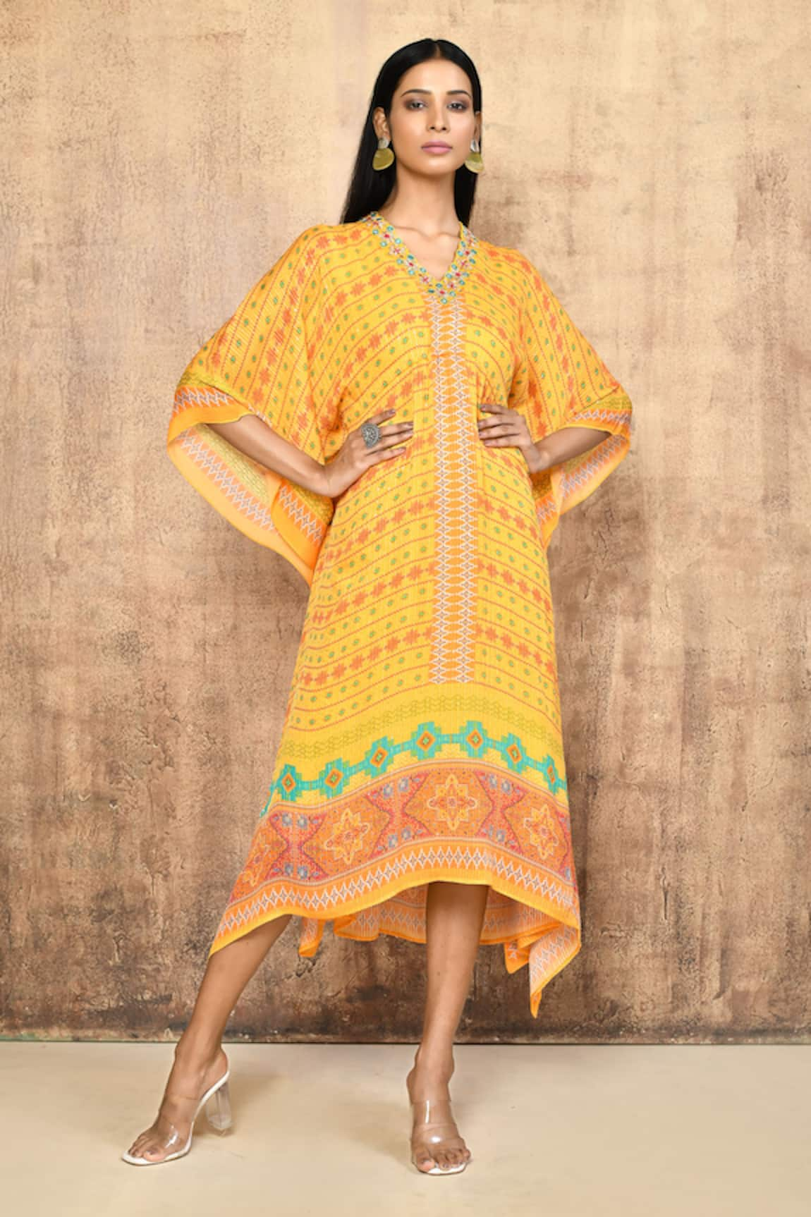 Naintara Bajaj Printed & Embroidered Kaftan With Inner