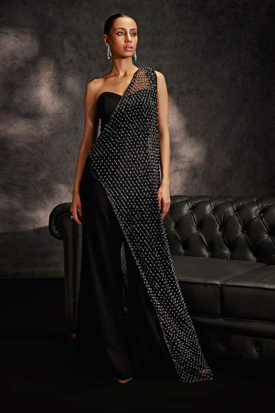 Studio22 By Pulkita Arora Bajaj Starstruck Off Shoulder Jumpsuit With Embellished Cape 