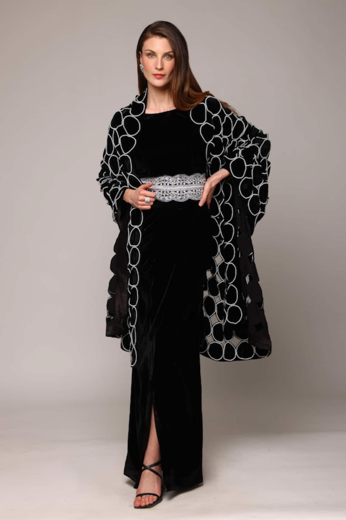 Studio22 by Pulkita Arora Bajaj Moonlit Night Spherical Moti Embellished Shawl