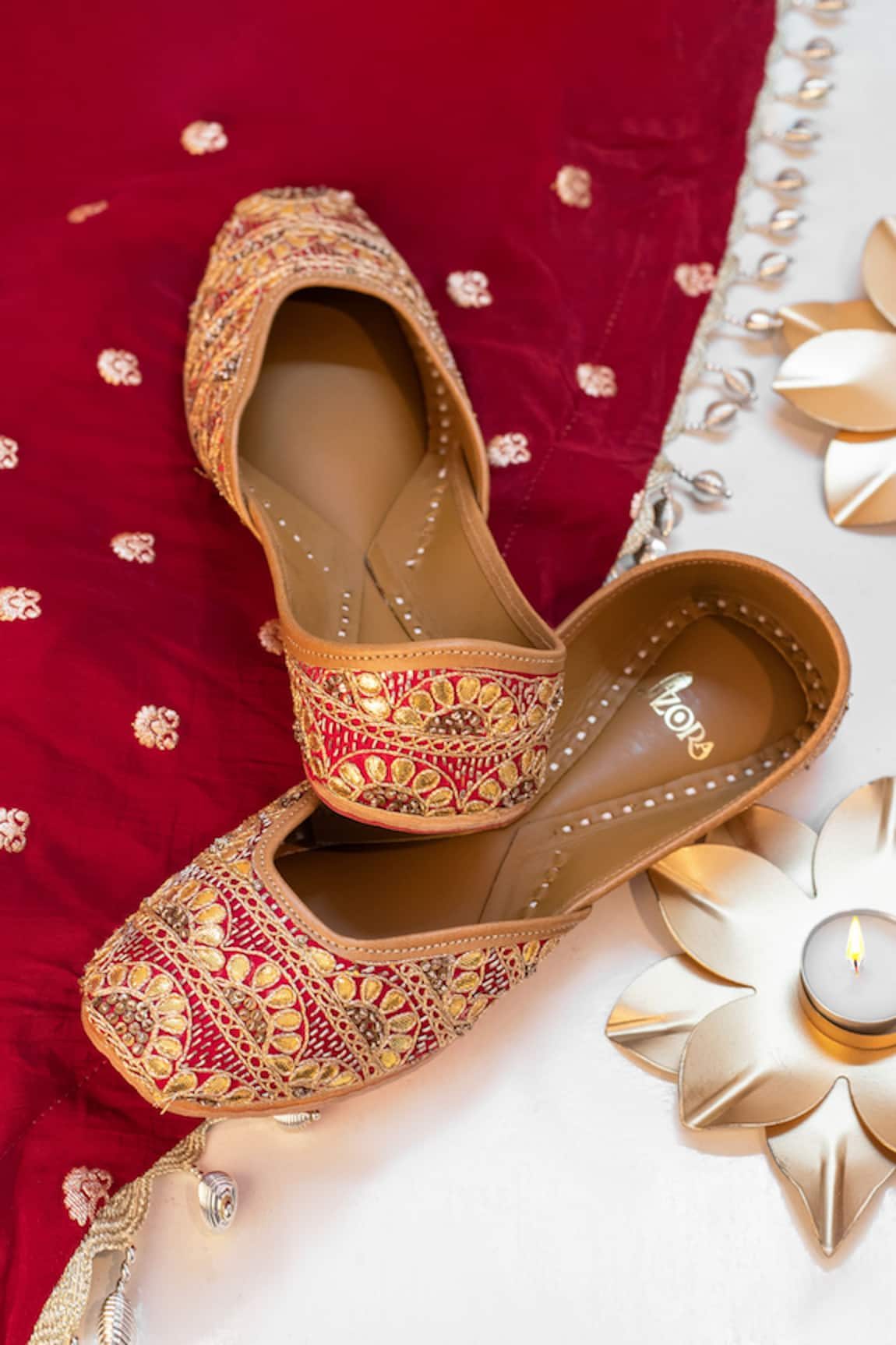 Azora Rooh Gota Embroidered Juttis