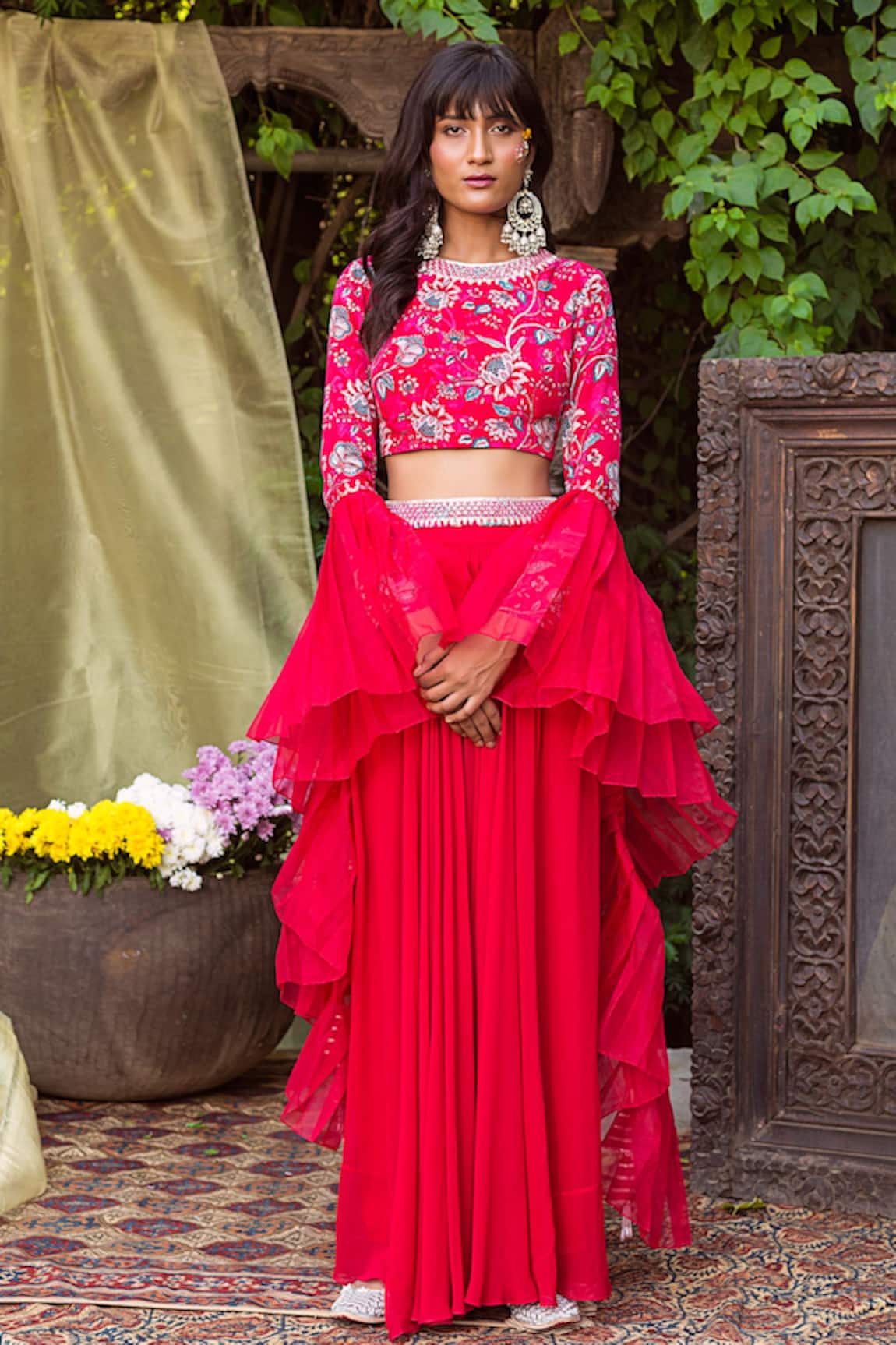 Chhavvi Aggarwal Pleated Ruffle Pant Saree Set