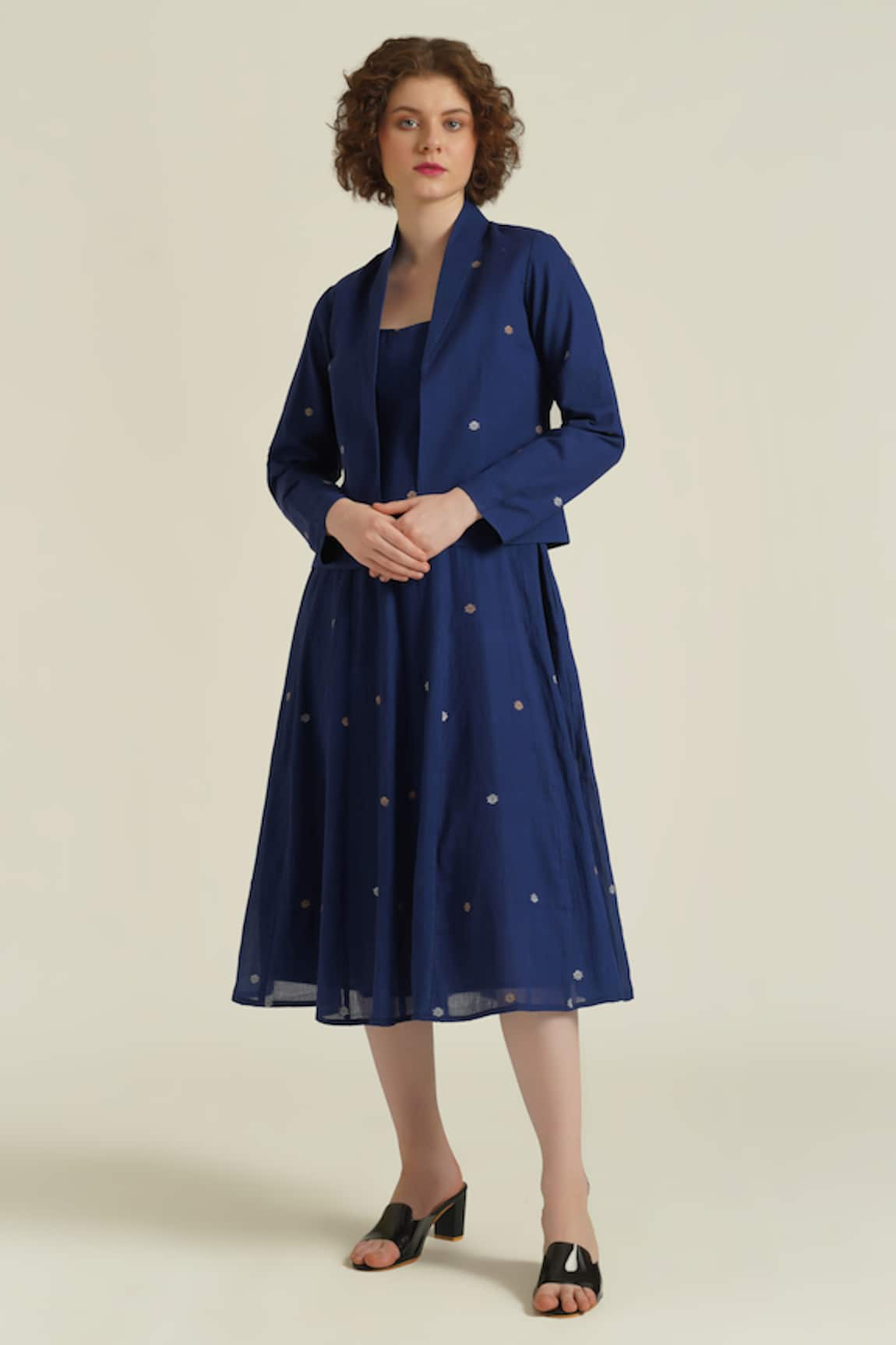 Indigo Dreams Royale XXIV Jamdani Woven Dress & Jacket Set