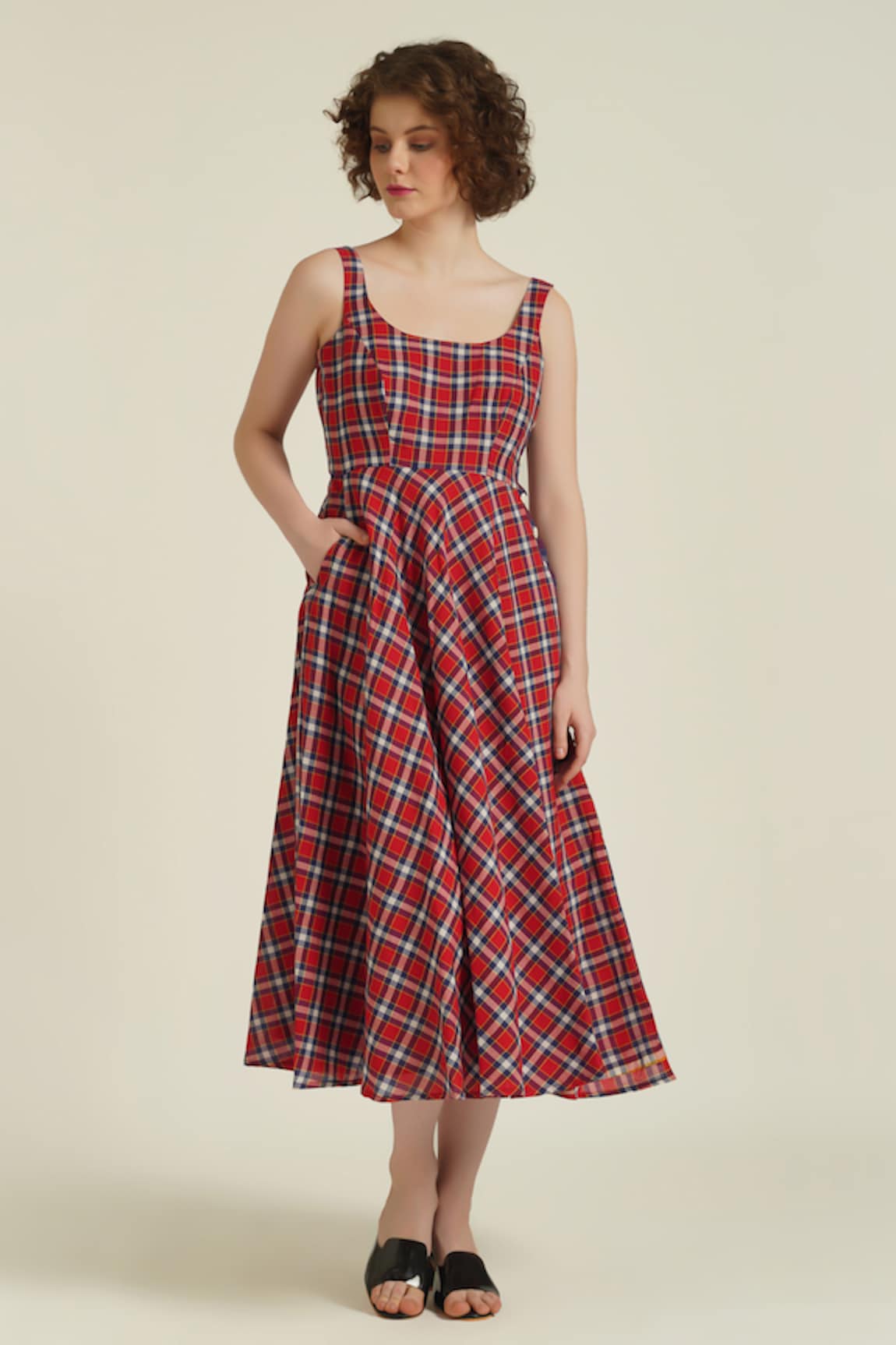 Indigo Dreams Royale XXIX Checkered Woven Dress