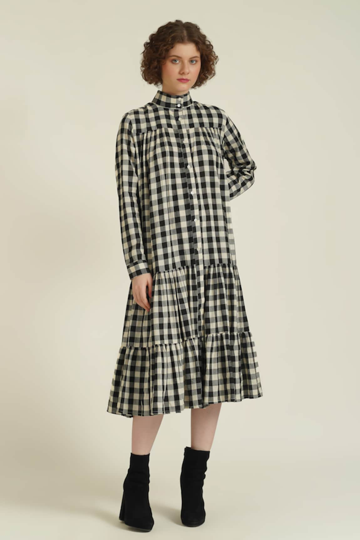 Indigo Dreams Royale XXXV Checkered Tiered Dress