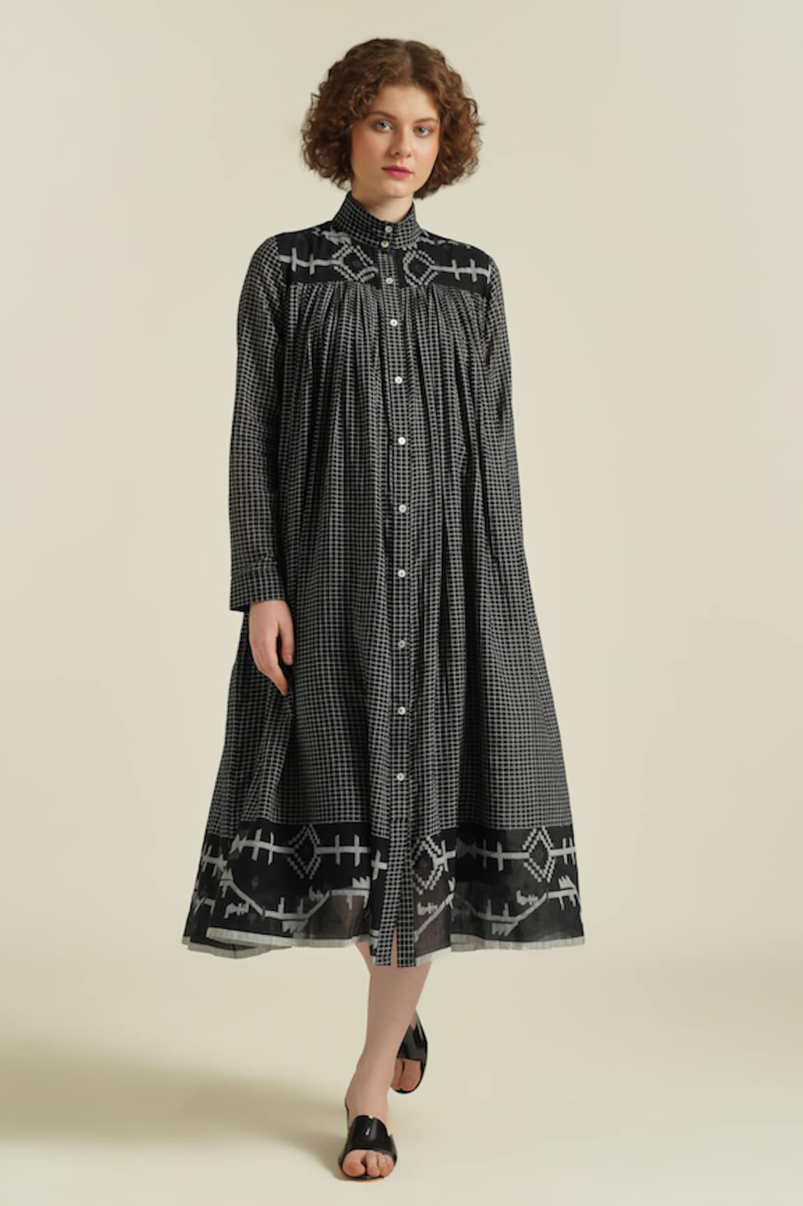 Indigo Dreams Royale XLI Checkered Woven Shirt Dress