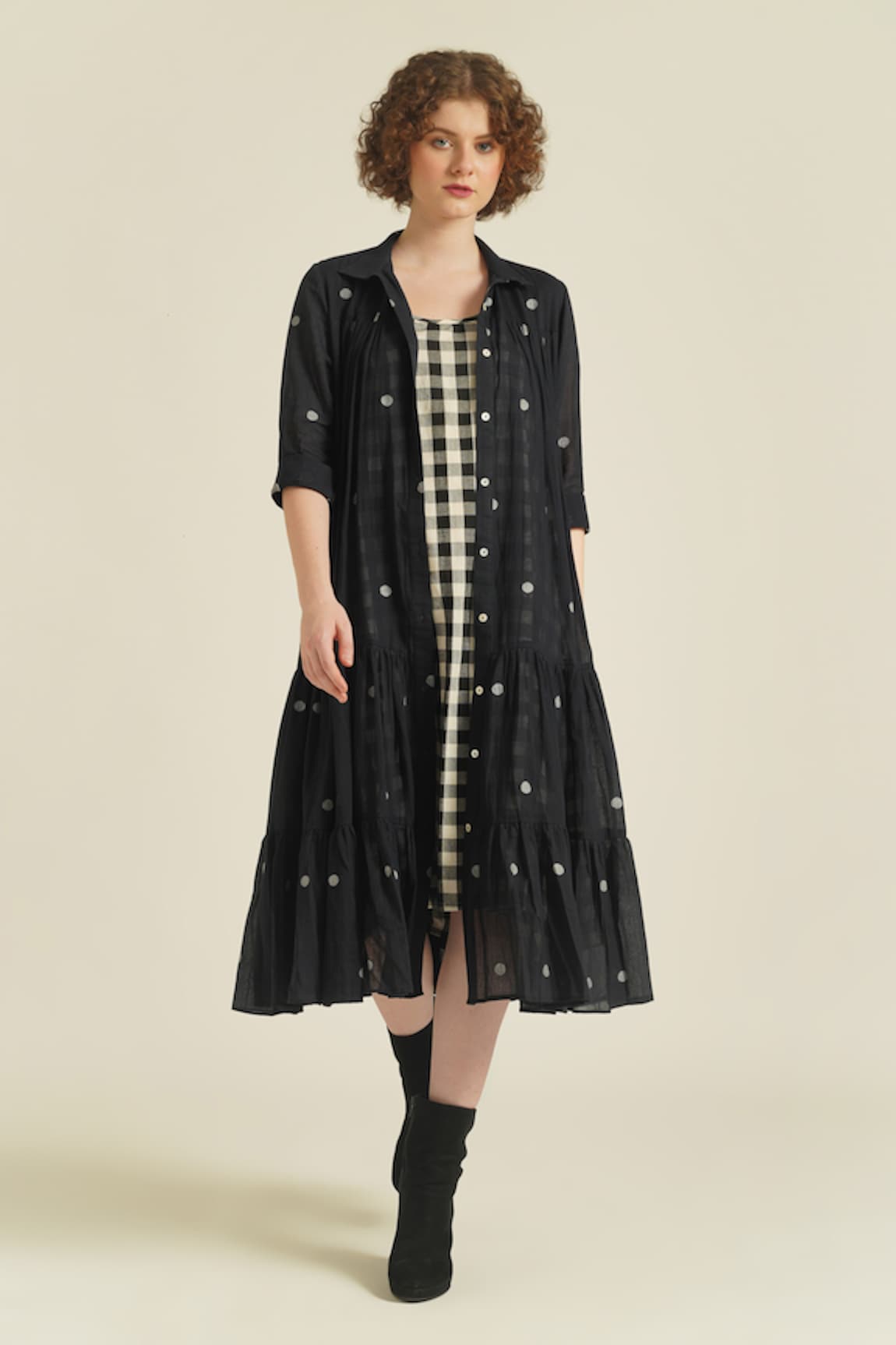 Indigo Dreams Royale V Handwoven Jamdani Shirt Jacket & Dress Set