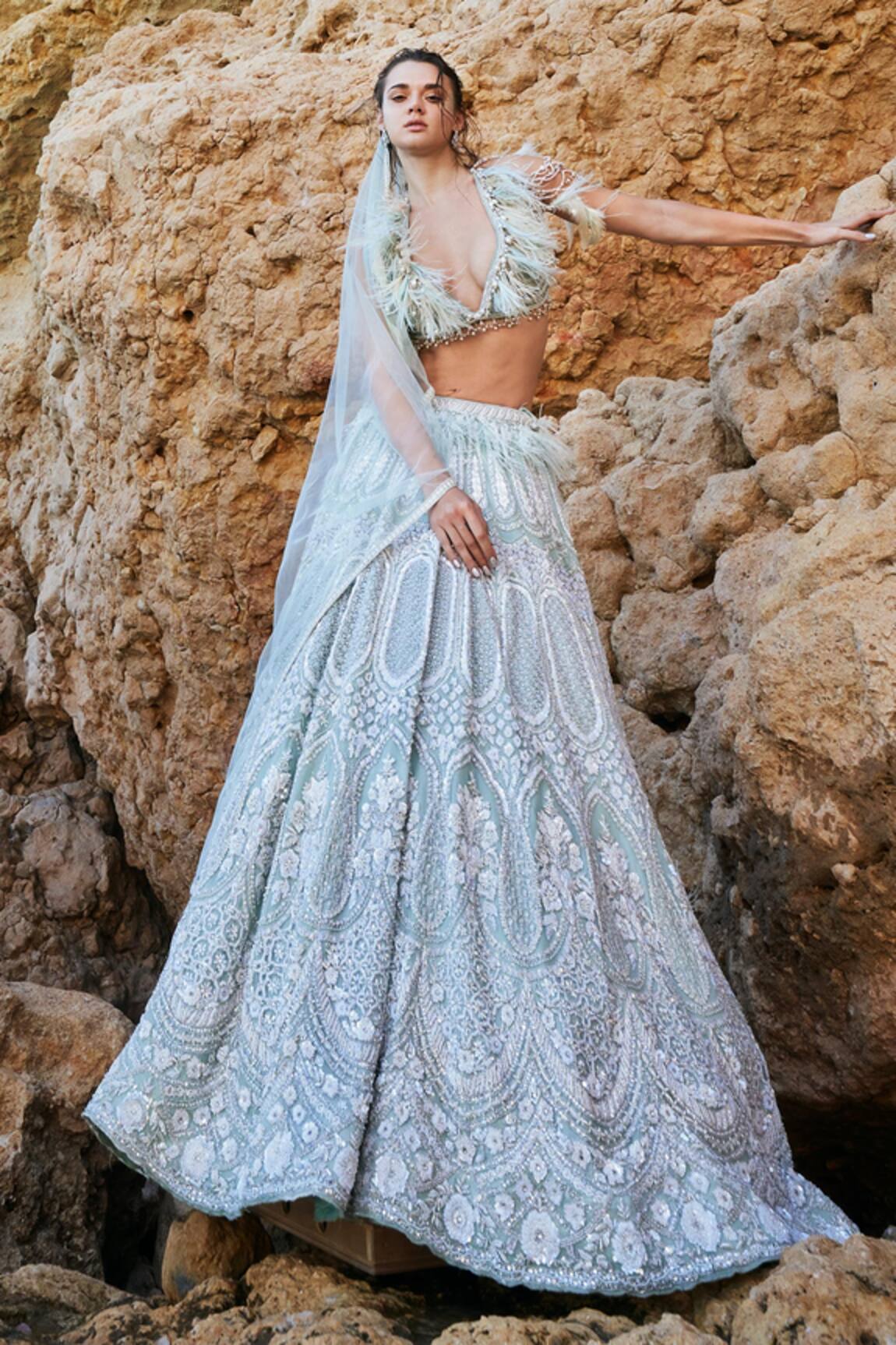 Eeksha New Age 3D Applique Sequin Embroidered Lehenga Set