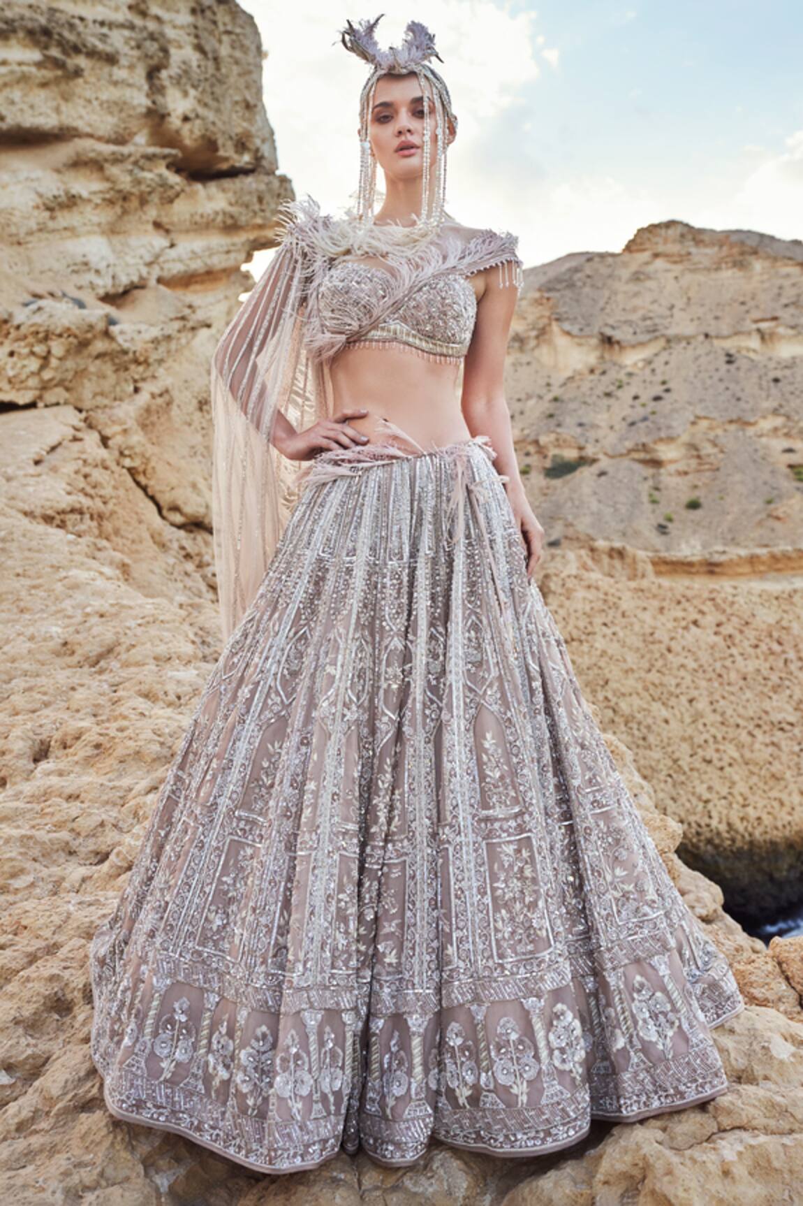 Eeksha New Age Floral Cluster Embroidered Lehenga Set