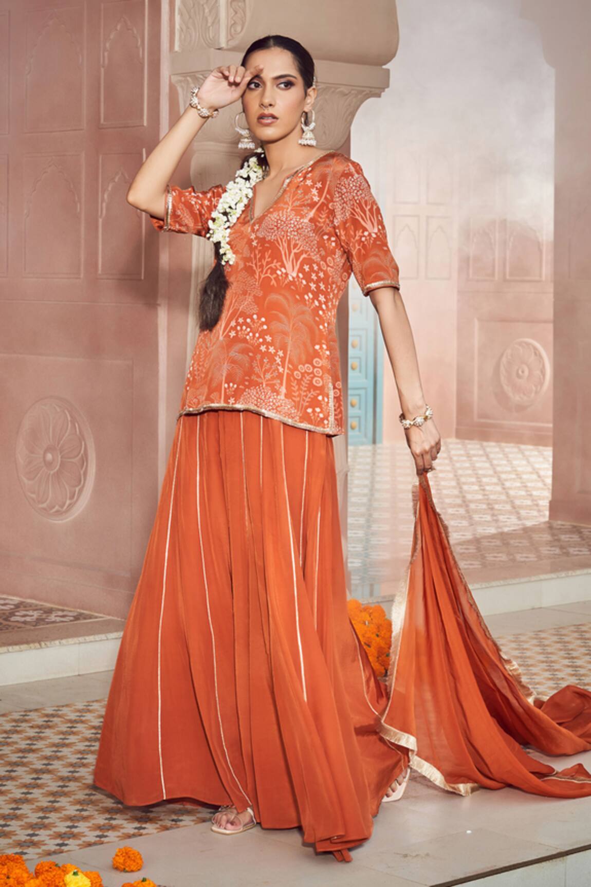 Megha Pitti Forest Print Kurta Sharara Set