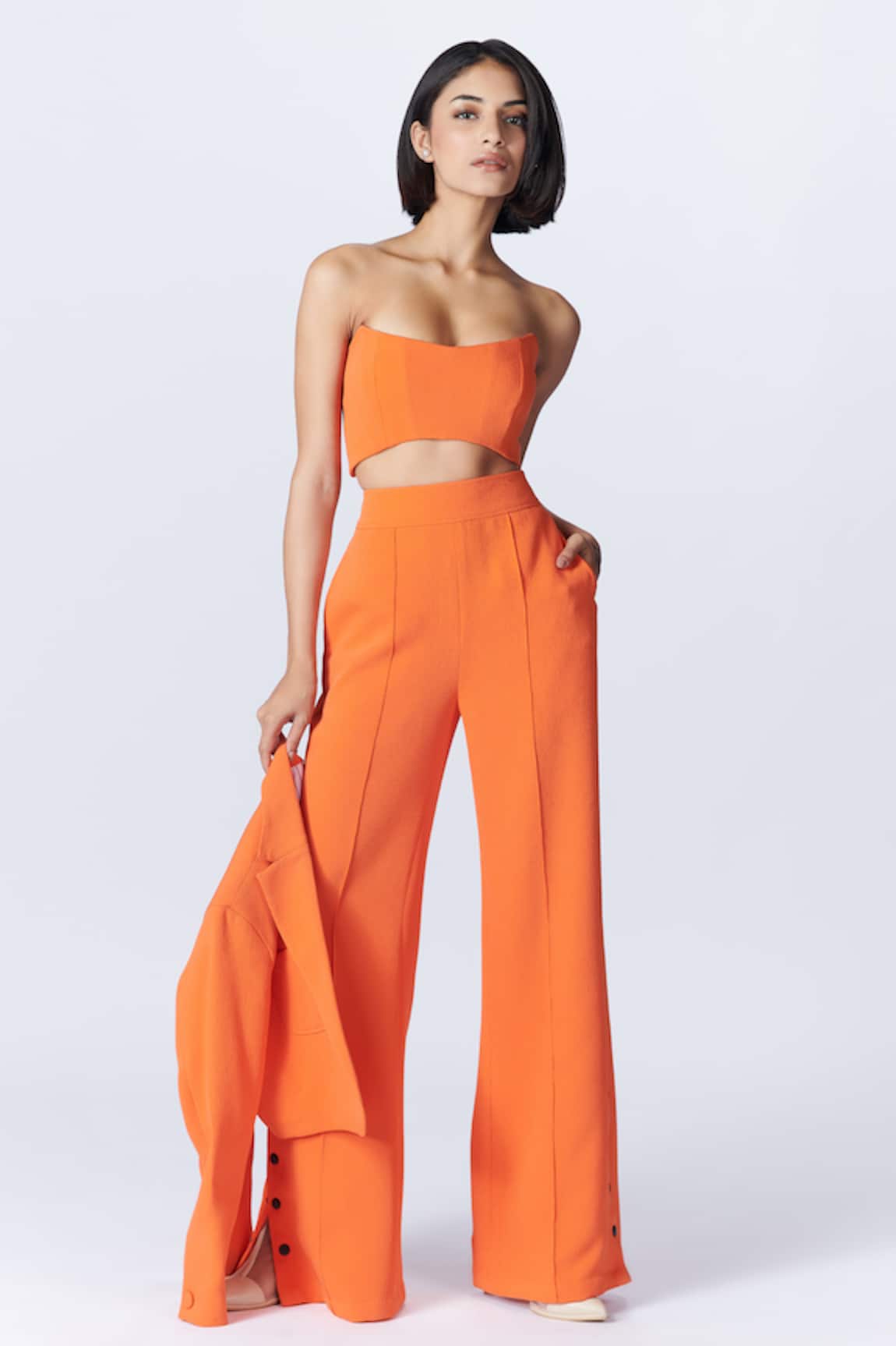 S&N By Shantnu Nikhil Solid Placement Embroidered Bustier 